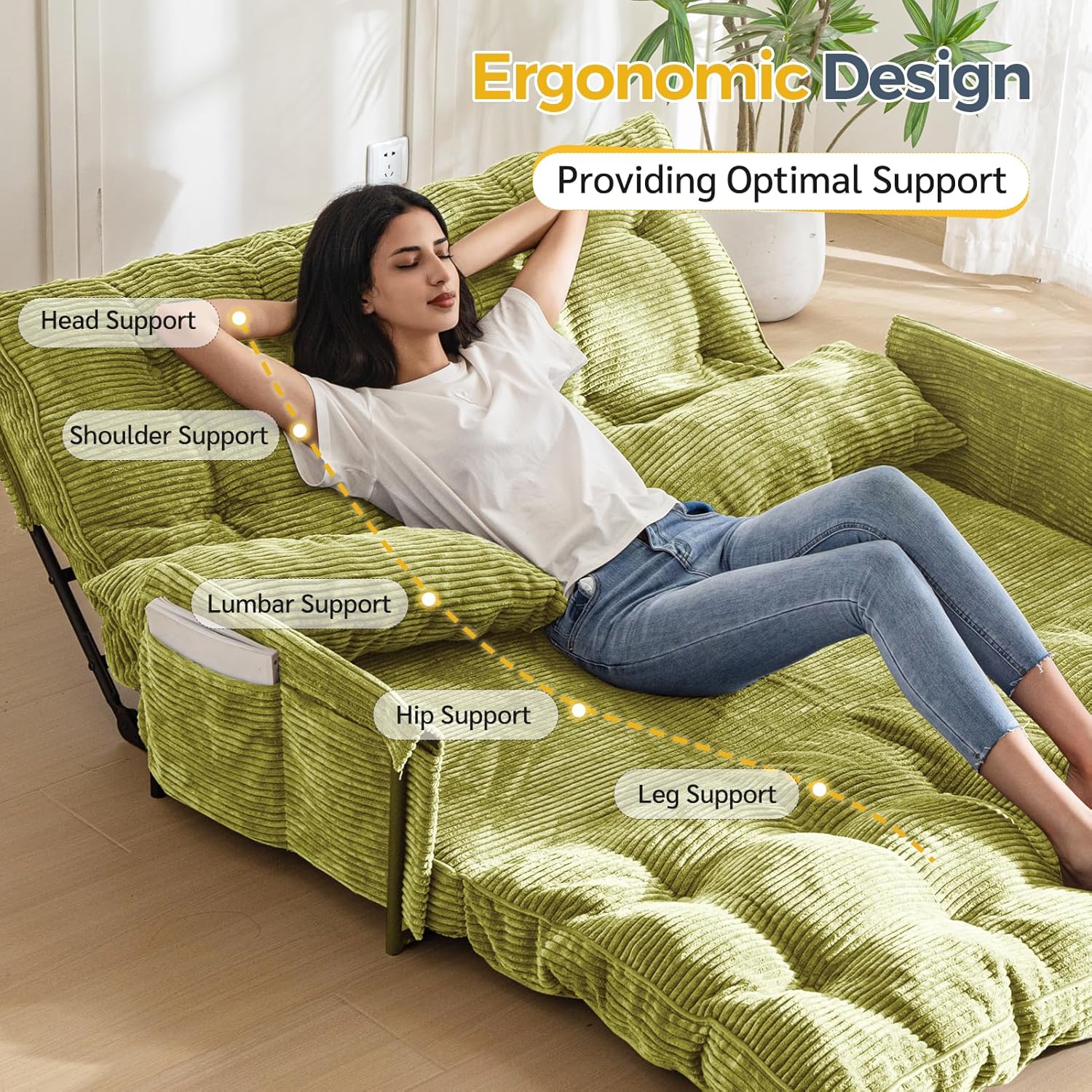 Adjustable Floor Sofa Couch with Pillow