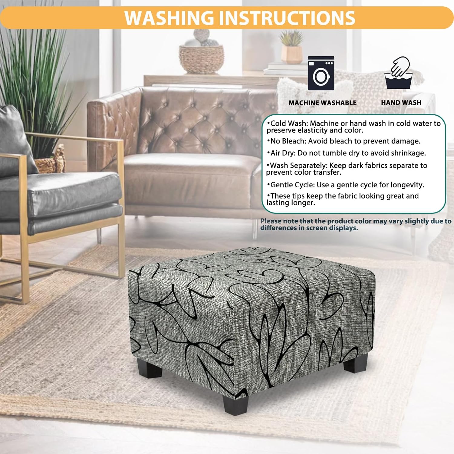 Ottoman Cover Square Slipcovers