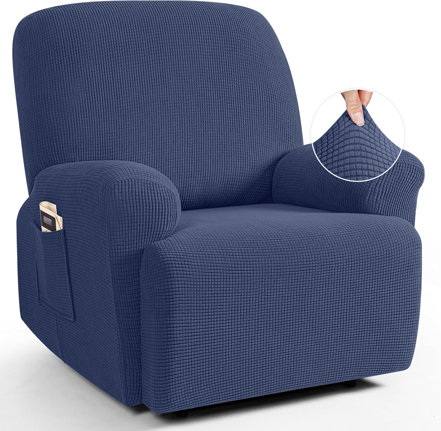 TAOCOCO Recliner Cover 4-Pieces, Recliner Stretch Sofa Slipcover, Recliner Cover 1 Seat, Couch Protector Soft, Furniture Protector Covers with Elastic,Chair Covers Jacquard Pattern (Grey)