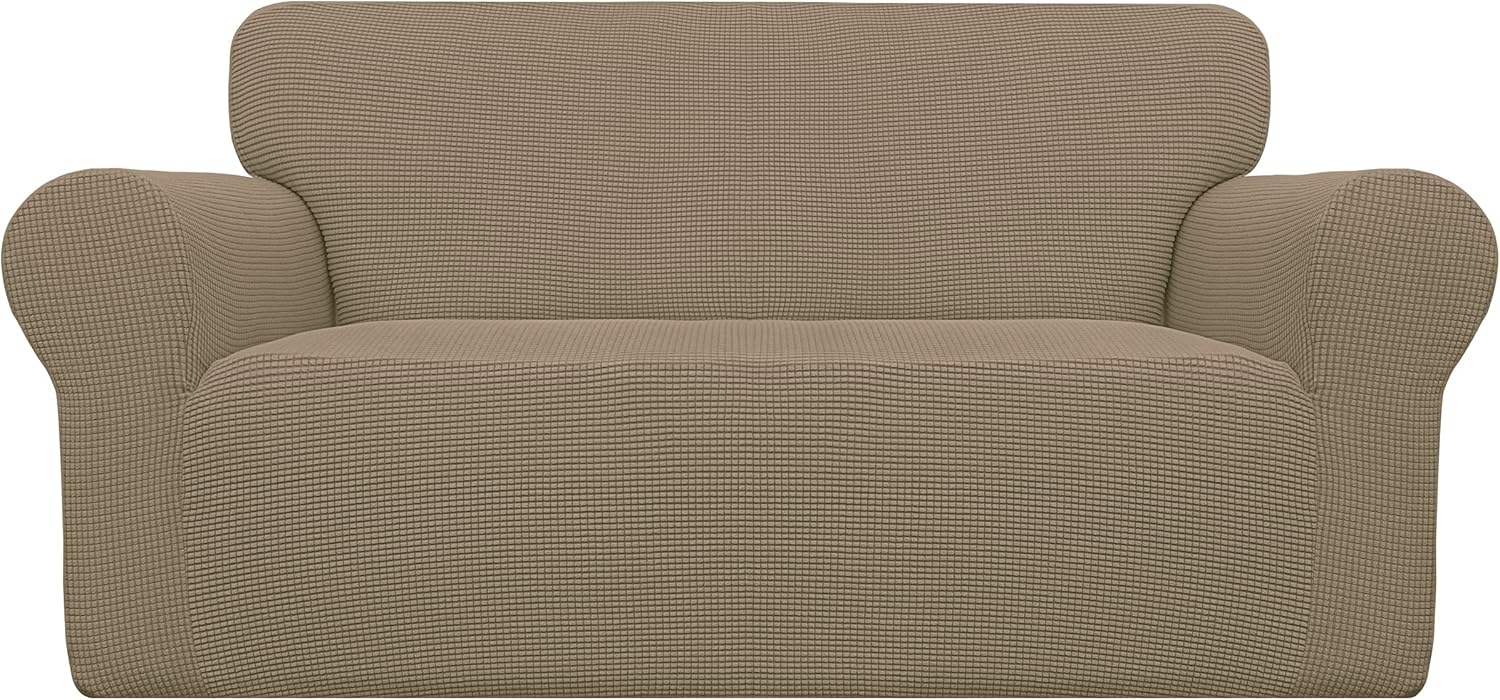 Easy-Going Stretch Chair Sofa Slipcover 1-Piece Couch Sofa Cover Furniture Protector Soft with Elastic Bottom for Kids, Pet. Spandex Jacquard Fabric Small Checks (Chair, Dark Gray)