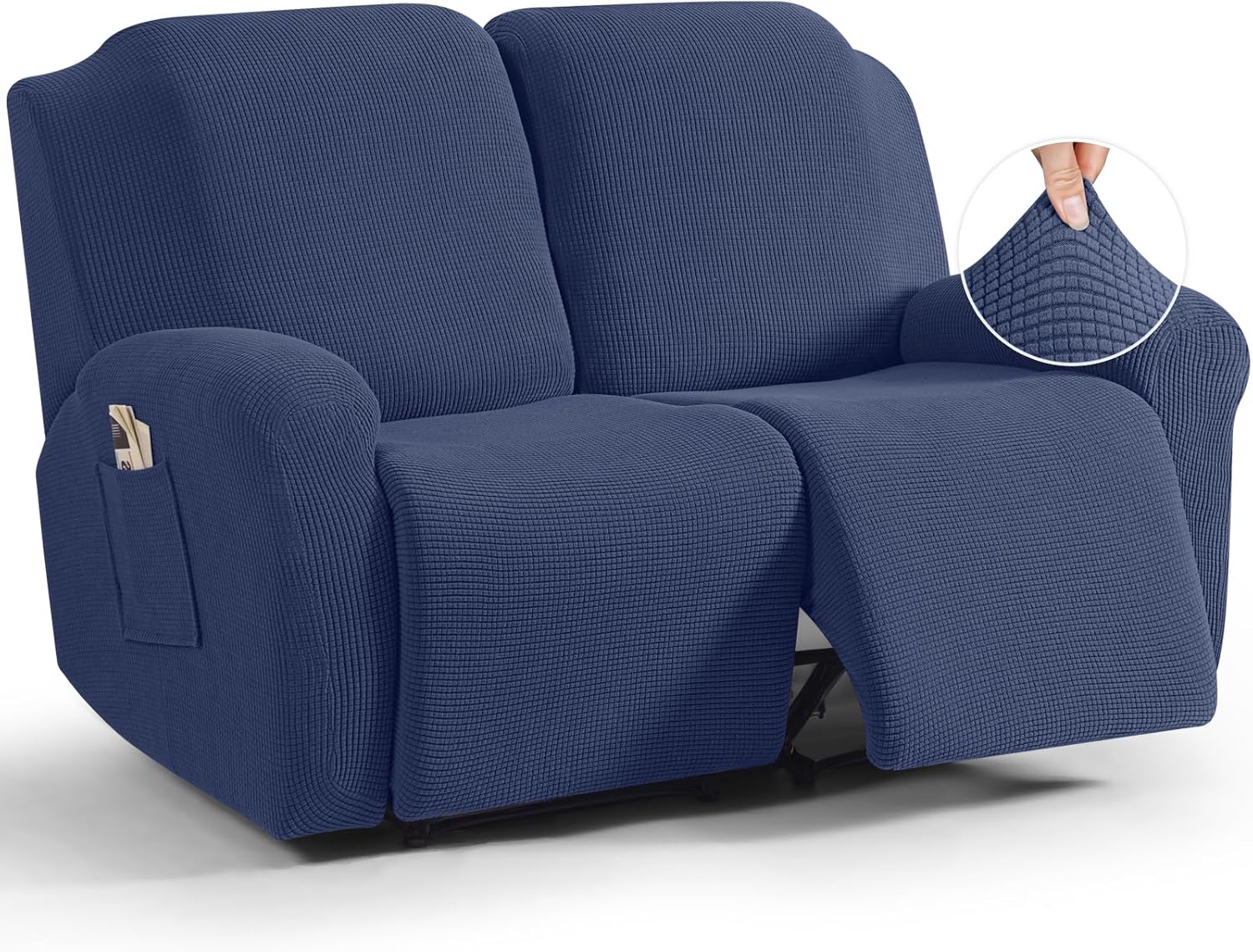 TAOCOCO Recliner Cover 4-Pieces, Recliner Stretch Sofa Slipcover, Recliner Cover 1 Seat, Couch Protector Soft, Furniture Protector Covers with Elastic,Chair Covers Jacquard Pattern (Grey)