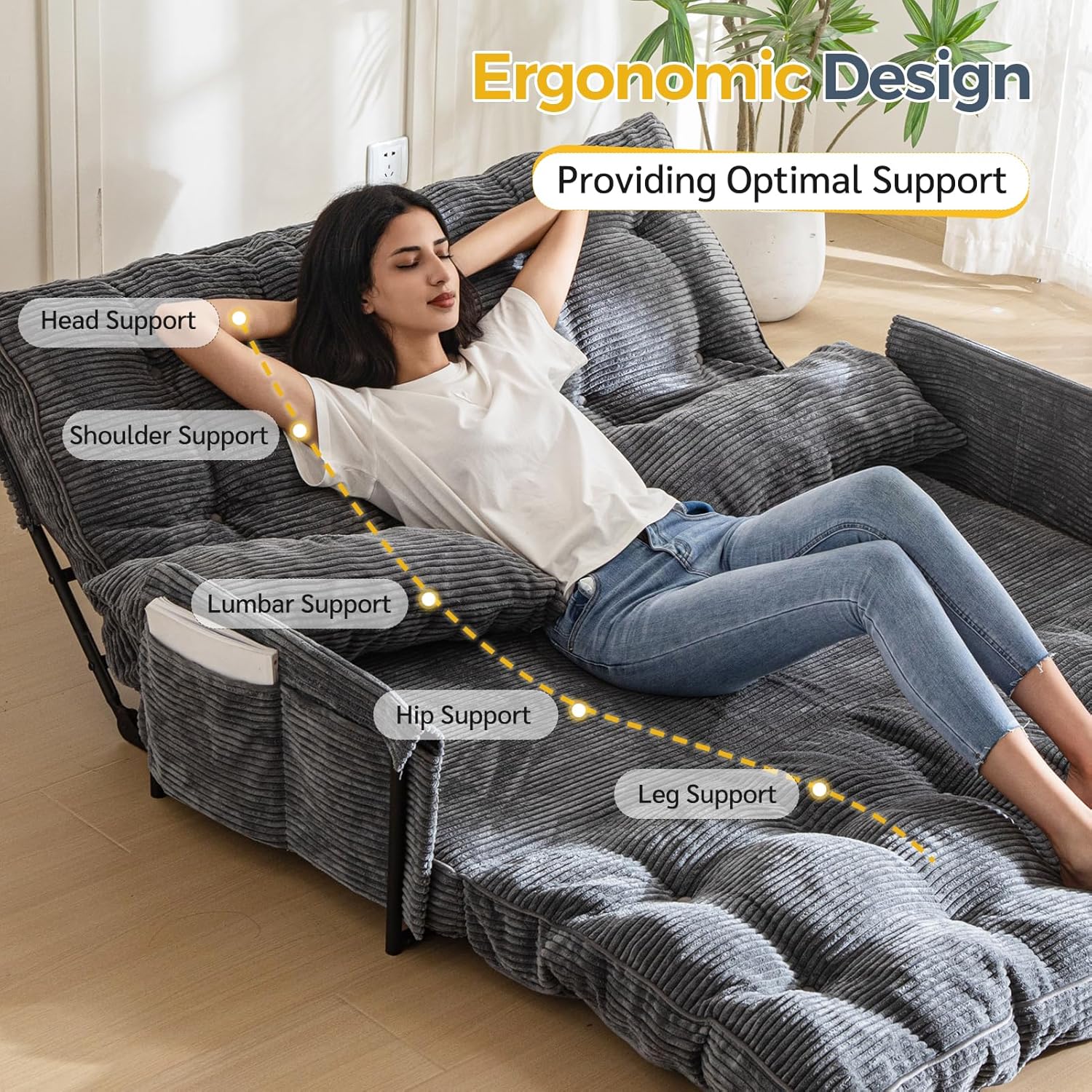 Adjustable Floor Sofa Couch with Pillow