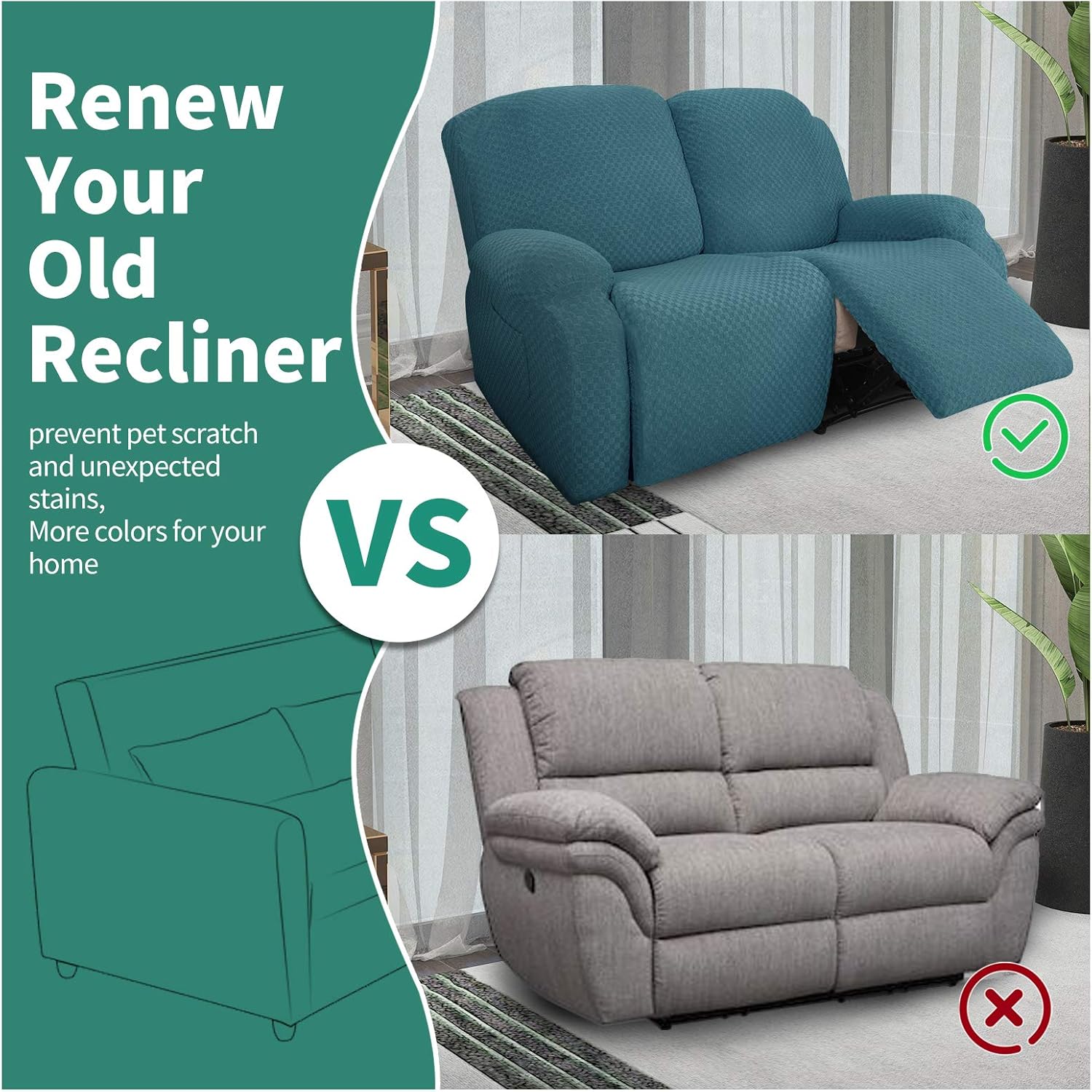 Stretch Loveseat Recliner Slipcover