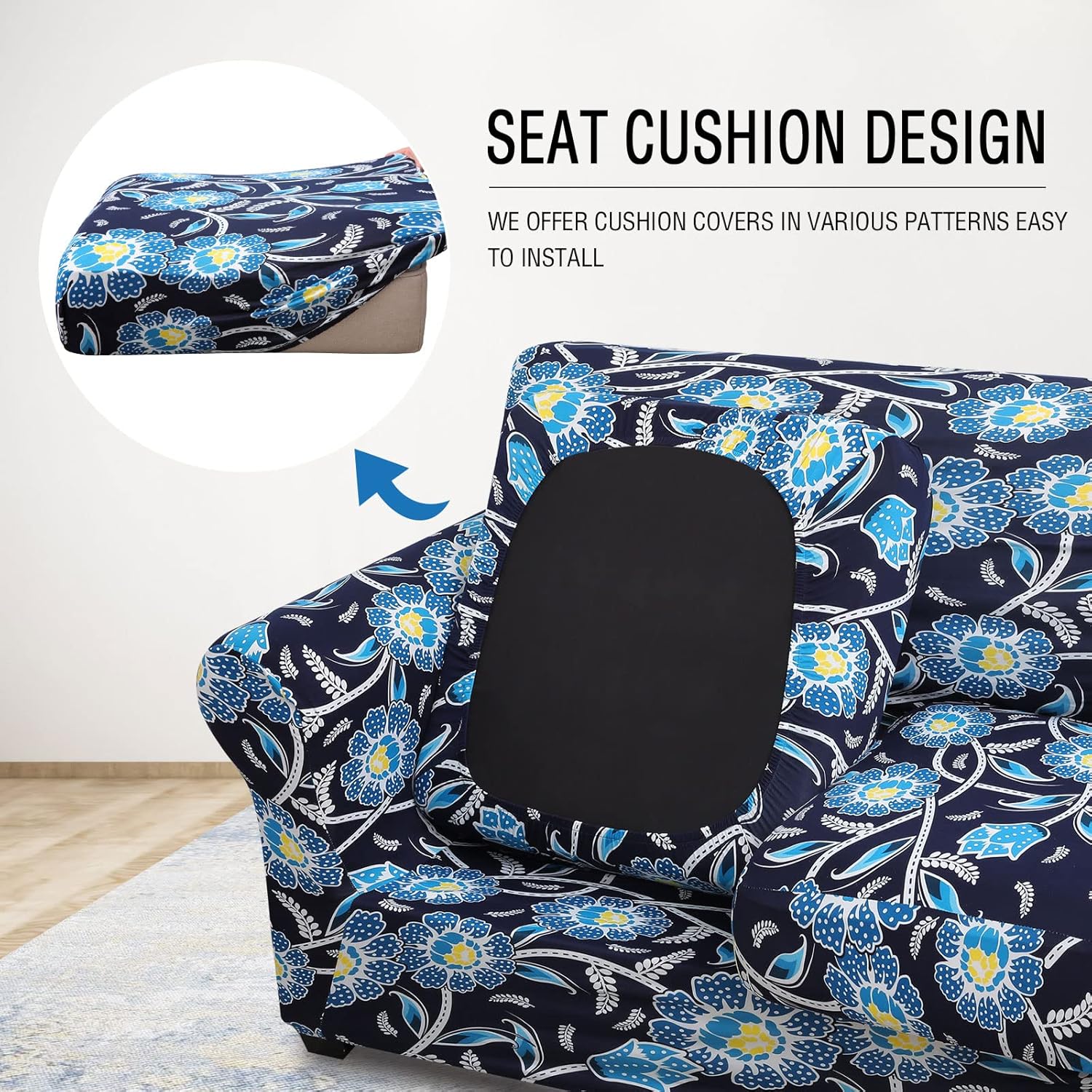 hyha Couch Covers, Chair/Sofa Covers, Floral Pattern, Stretch, Printed, 2 Pieces, Armchair Slipcover, Separate Couch Cushion Slipcover, Furniture Protector for Dogs(Armchair, Paisley Floral)