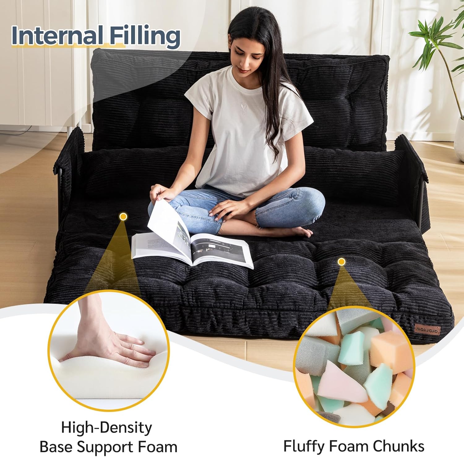 Adjustable Floor Sofa Couch with Pillow