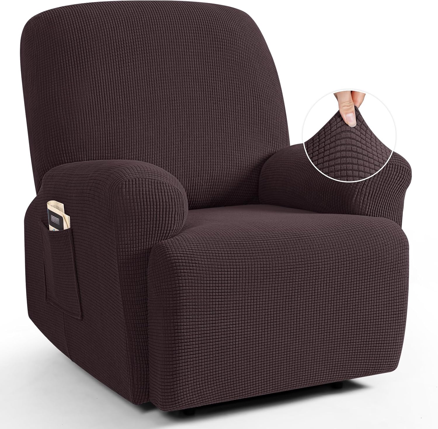 TAOCOCO Recliner Cover 4-Pieces, Recliner Stretch Sofa Slipcover, Recliner Cover 1 Seat, Couch Protector Soft, Furniture Protector Covers with Elastic,Chair Covers Jacquard Pattern (Grey)