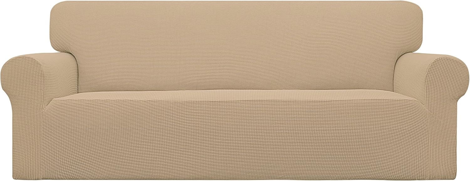 Easy-Going Stretch Chair Sofa Slipcover 1-Piece Couch Sofa Cover Furniture Protector Soft with Elastic Bottom for Kids, Pet. Spandex Jacquard Fabric Small Checks (Chair, Dark Gray)