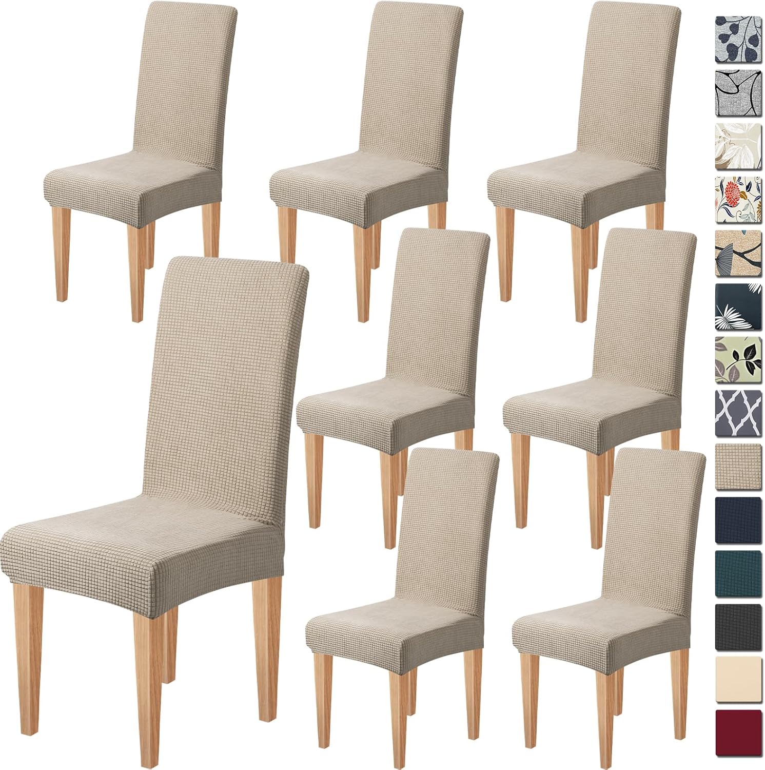 Dioxide High Stretch Chair Covers for Dining Chairs, Washable Dining Chair Covers Set of 6, Soft Kitchen Chairs Seat Covers, Parsons Chair Slipcovers Protectors for Home Hotel Restaurant Banquet