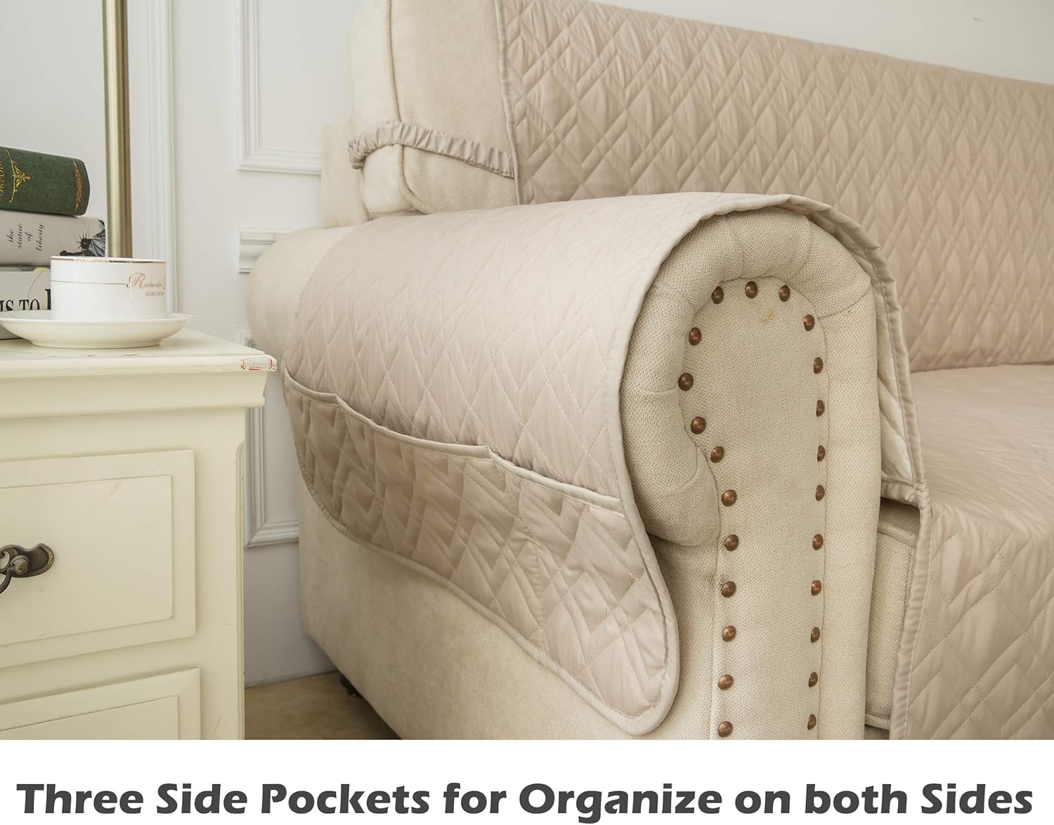 Ameritex Waterproof Nonslip Recliner Cover Stay in Place, Dog Chair Cover Furniture Protector, Ideal Recliner Slipcovers for Pets and Kids (Beige, 23")