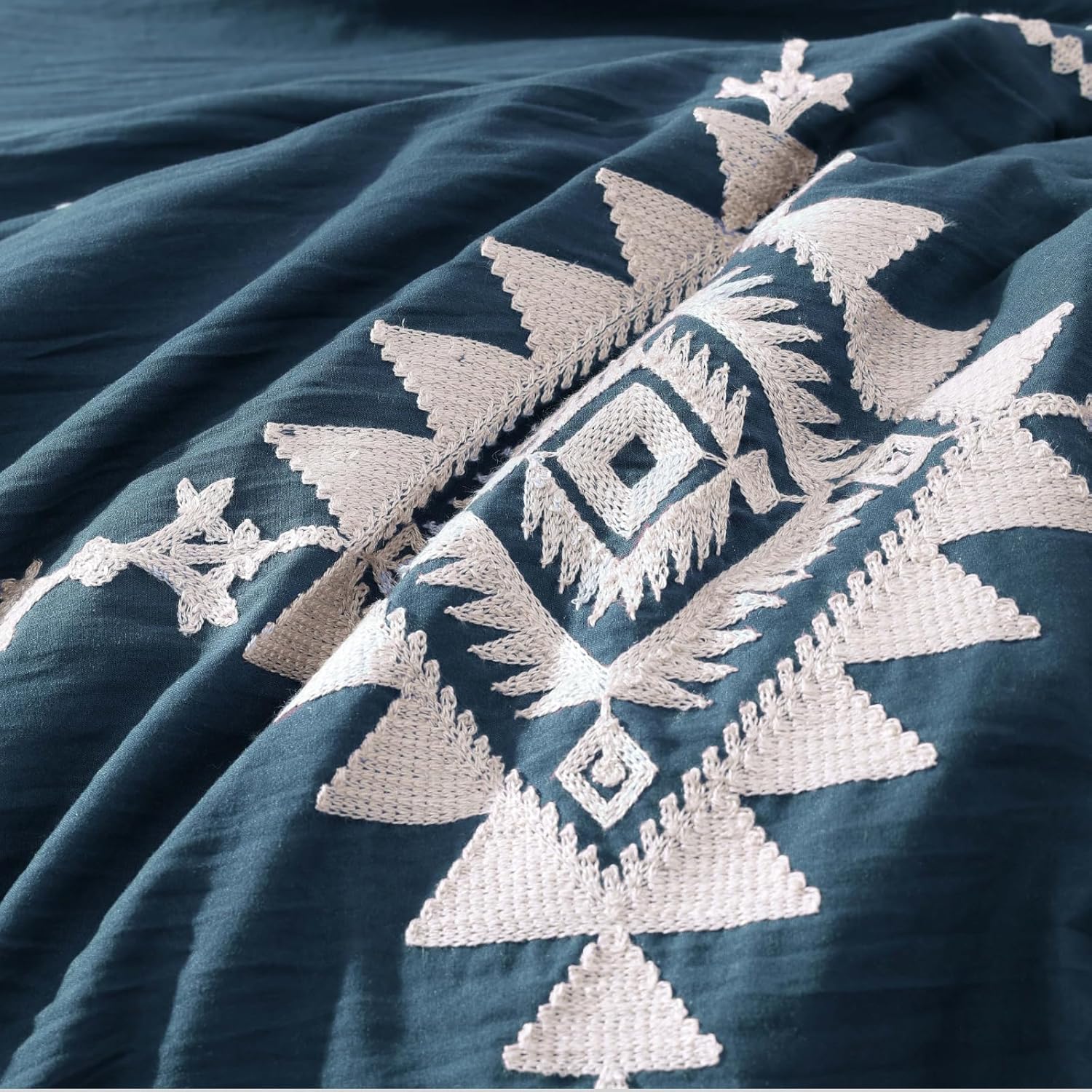 Olive Green Embroidery Comforters Set Queen Size