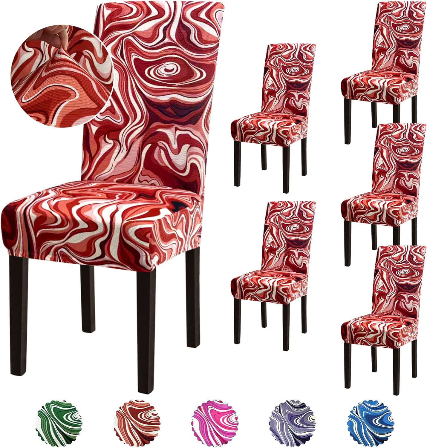 Stretch Dining Room Chair Covers Set of 6, Removable Washable Chair Covers for Dining Chairs,Dining Room, Hotel, Ceremony