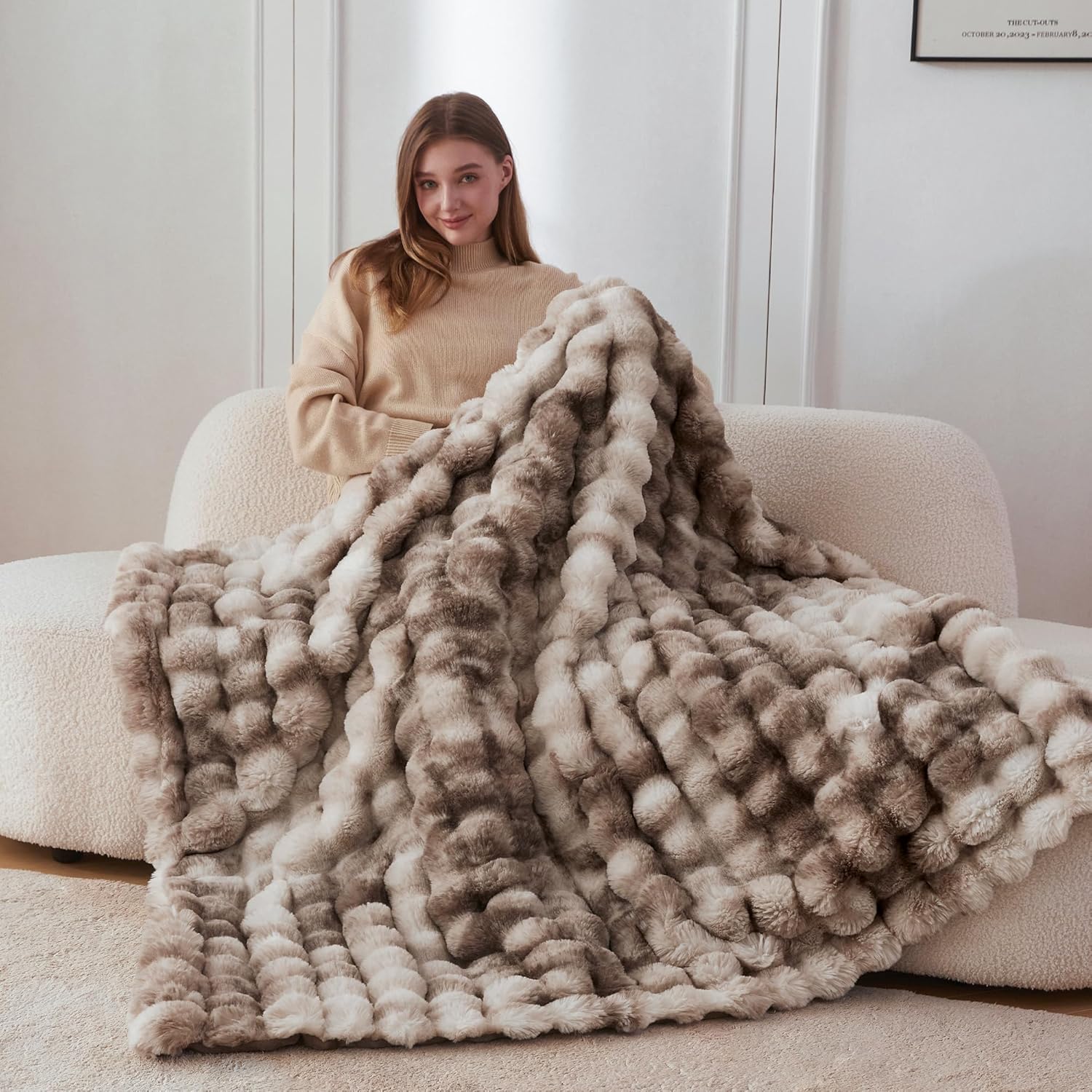 Fur Throw Blanket for Couch