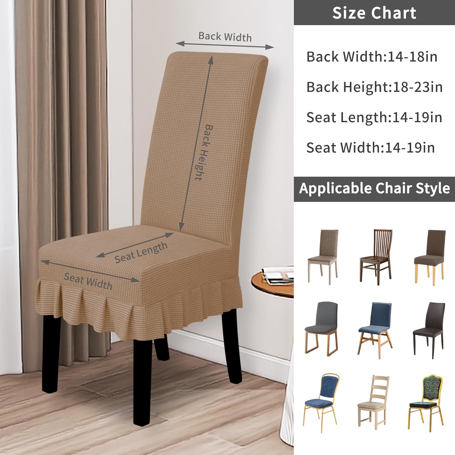 Easy-Going Dining Chair Covers Stretch Parsons Chair Slipcover with Skirt Chair Covers for Dining Room Restaurant Banquet (2 PCS, Light Gray)