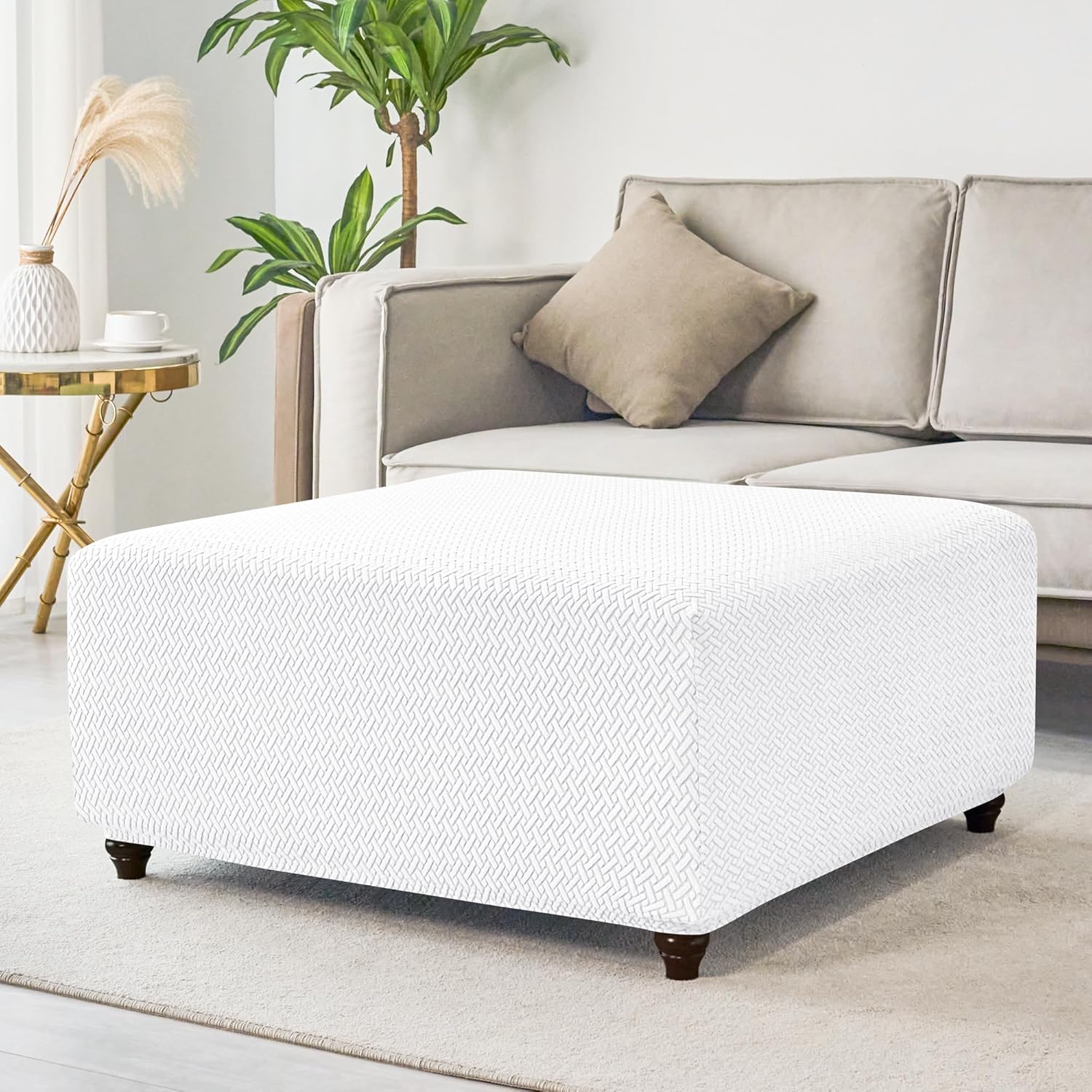 Stretch Knitted Jacquard Ottoman Cover