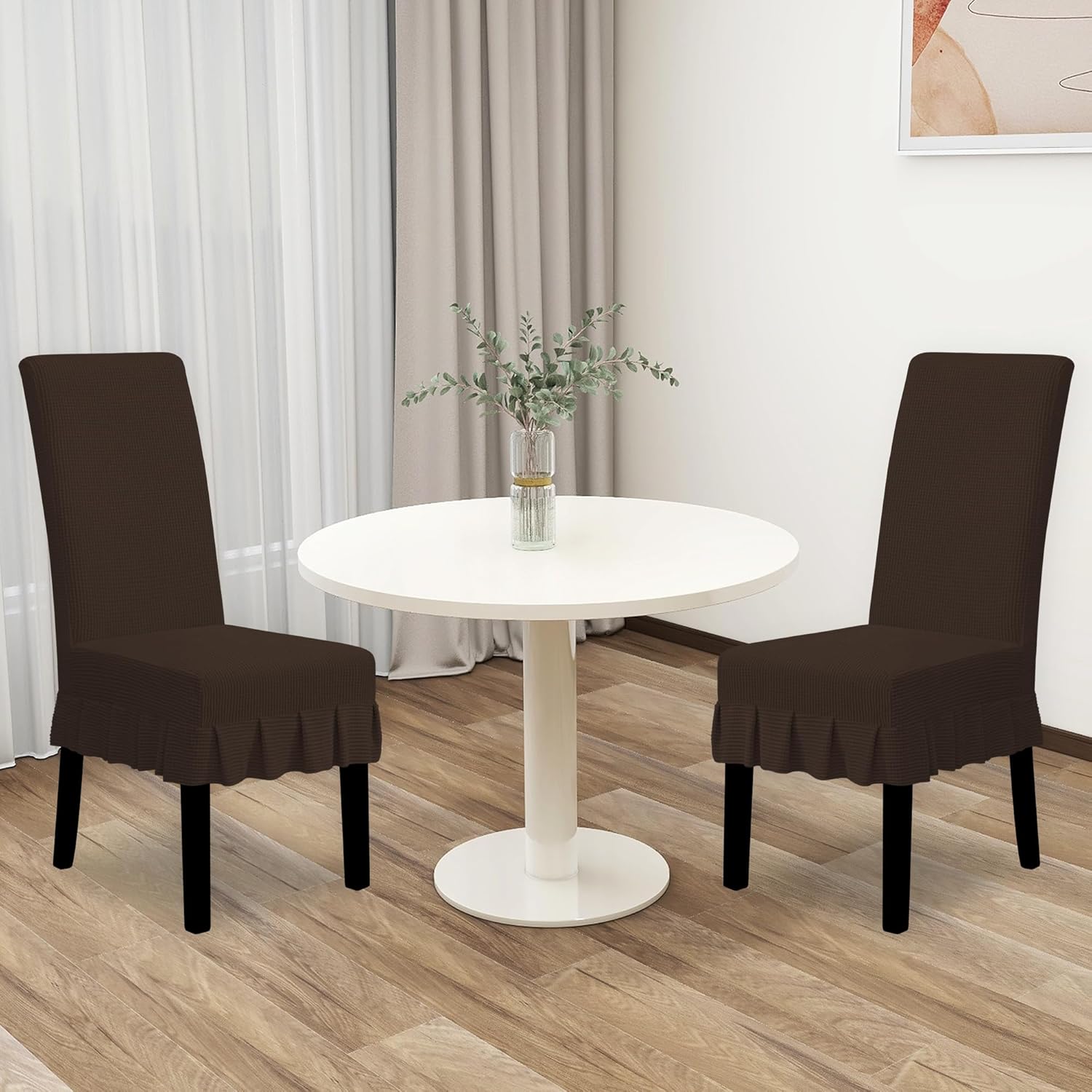 Easy-Going Dining Chair Covers Stretch Parsons Chair Slipcover with Skirt Chair Covers for Dining Room Restaurant Banquet (2 PCS, Light Gray)