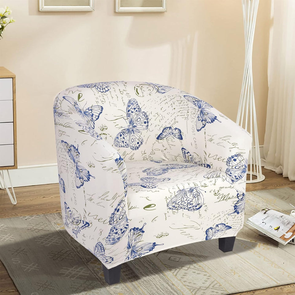 Club Chair Slipcover Stretch Barrel Chair Covers Printed Tub Chair Slipcovers Spandex Armchair Sofa Cover Removable Couch Furniture Protector Arm Chair Cover for Living Room (Dandelion)