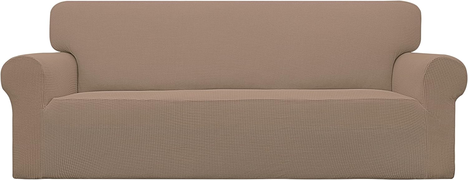 Easy-Going Stretch Chair Sofa Slipcover 1-Piece Couch Sofa Cover Furniture Protector Soft with Elastic Bottom for Kids, Pet. Spandex Jacquard Fabric Small Checks (Chair, Dark Gray)