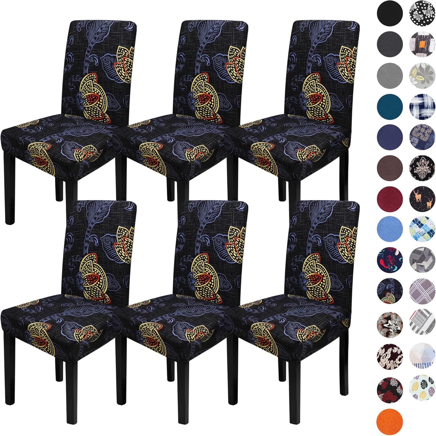 Sufdari Dining Chair Covers,Kitchen Cover,Parsons Slipcover,Spandex Protectors for Room Stretch Chairs Cover Set of 4 -Gray