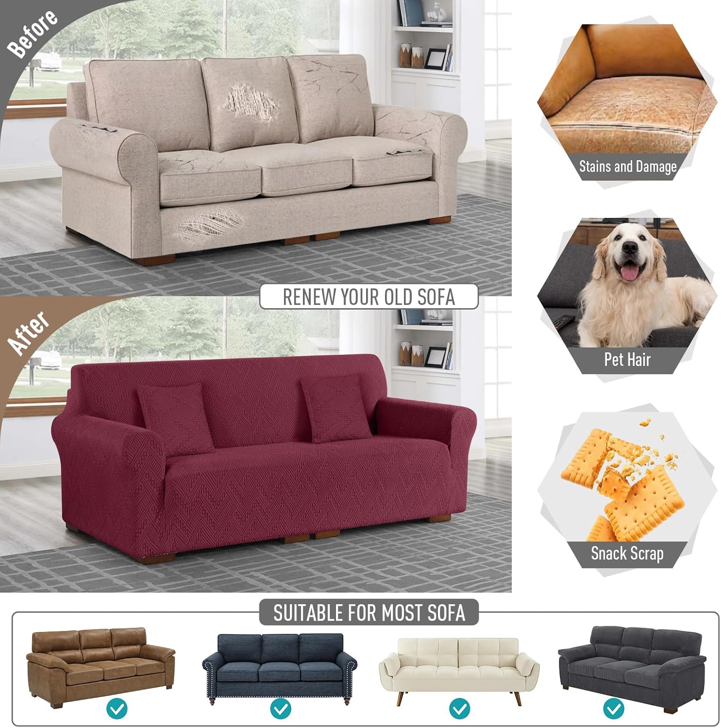 Stretch Sofa Cover 1 Piece Couch Covers