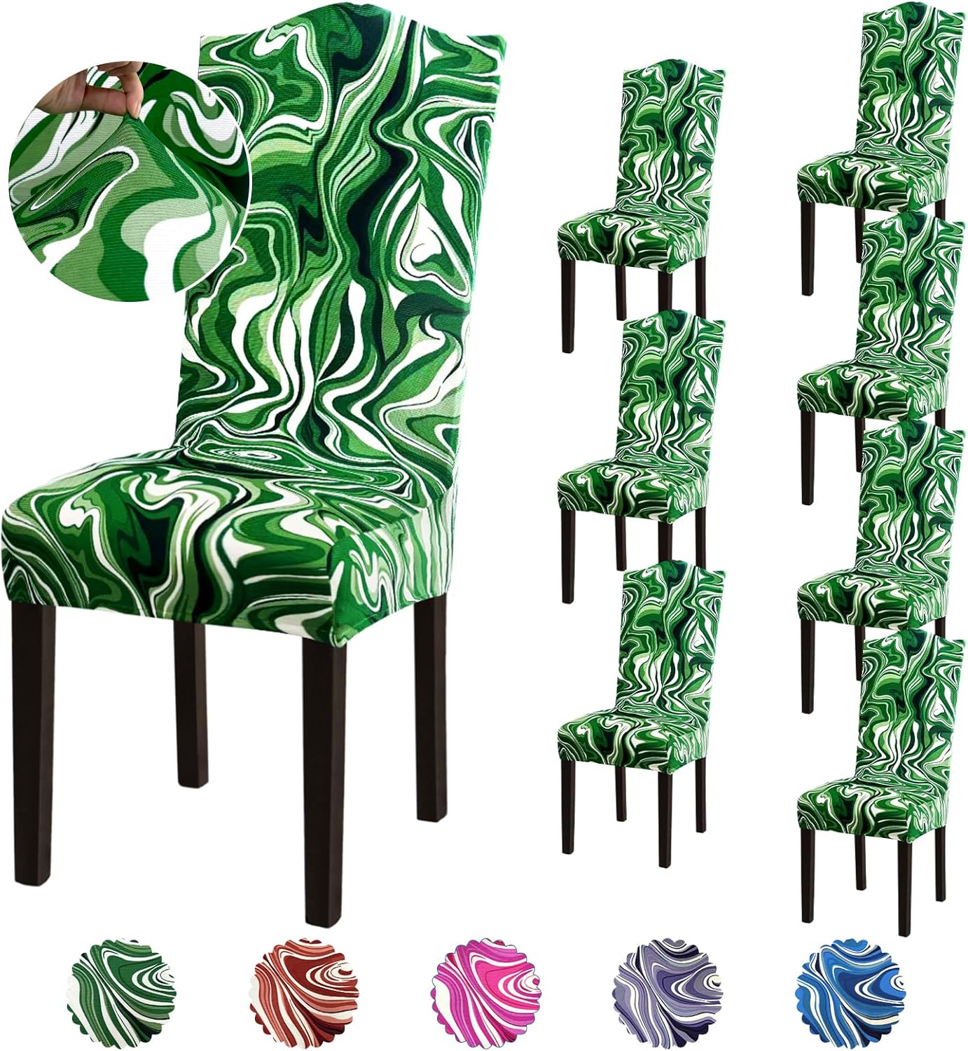 Stretch Dining Room Chair Covers Set of 6, Removable Washable Chair Covers for Dining Chairs,Dining Room, Hotel, Ceremony