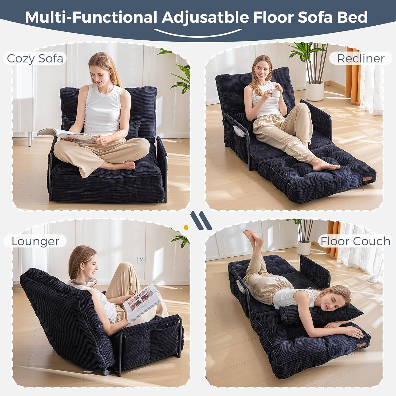 Adjustable Floor Sofa Couch with Pillow