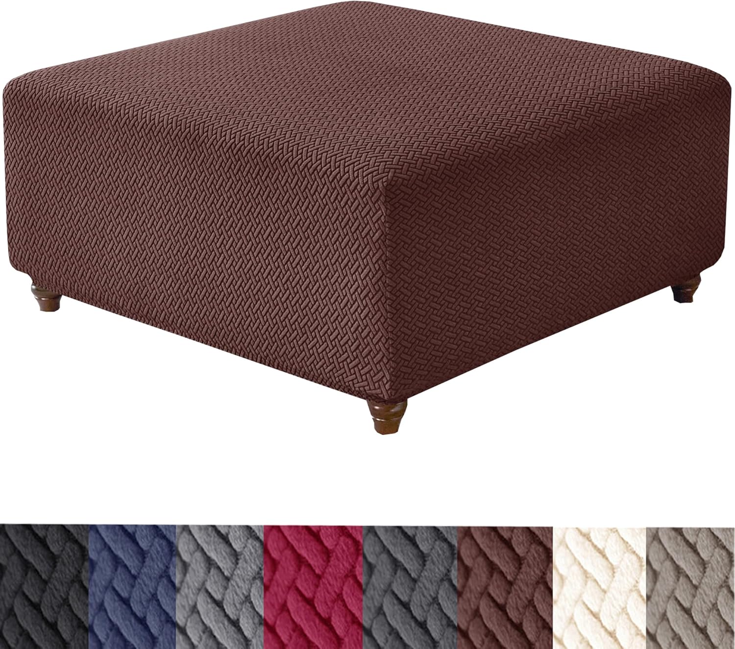 Stretch Knitted Jacquard Ottoman Cover