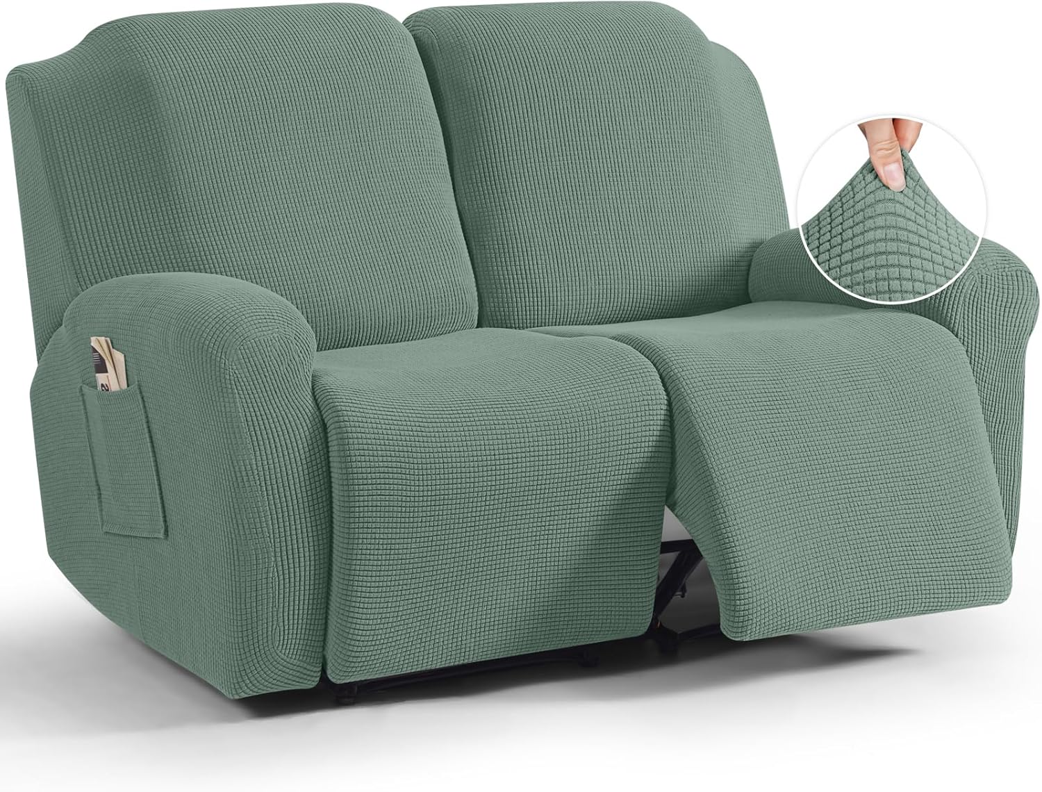 TAOCOCO Recliner Cover 4-Pieces, Recliner Stretch Sofa Slipcover, Recliner Cover 1 Seat, Couch Protector Soft, Furniture Protector Covers with Elastic,Chair Covers Jacquard Pattern (Grey)