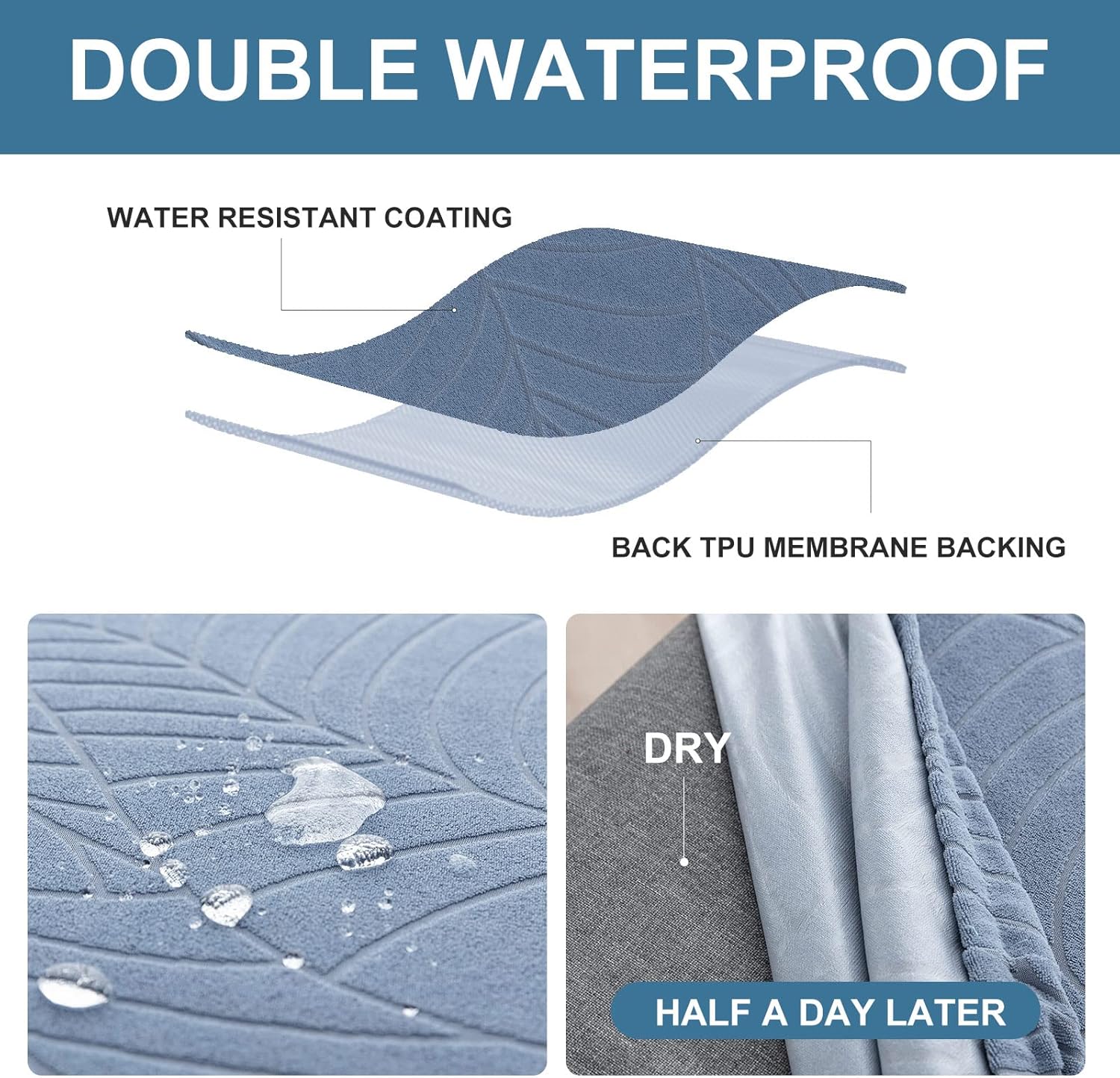 Genina 100% Waterproof Chair Covers for Dining Room Set of 4, Stretch Parson Chair Slipcovers for Kitchen Chairs, Washable Chair Protectors, Leaves-Warm Gray