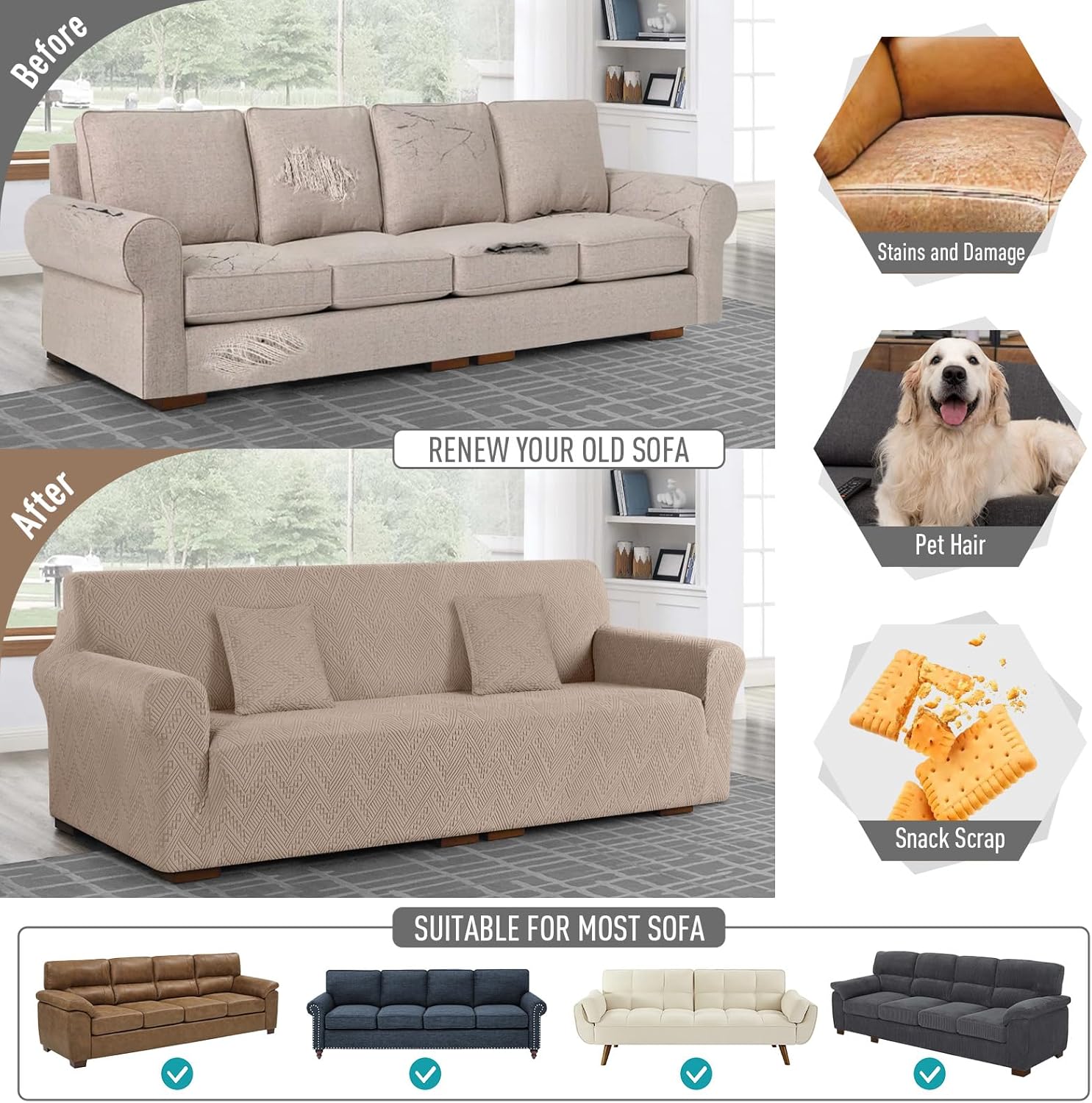 Stretch Sofa Cover 1 Piece Couch Covers