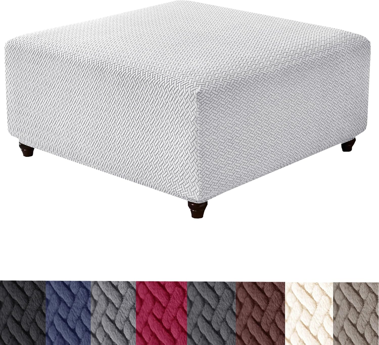Stretch Knitted Jacquard Ottoman Cover