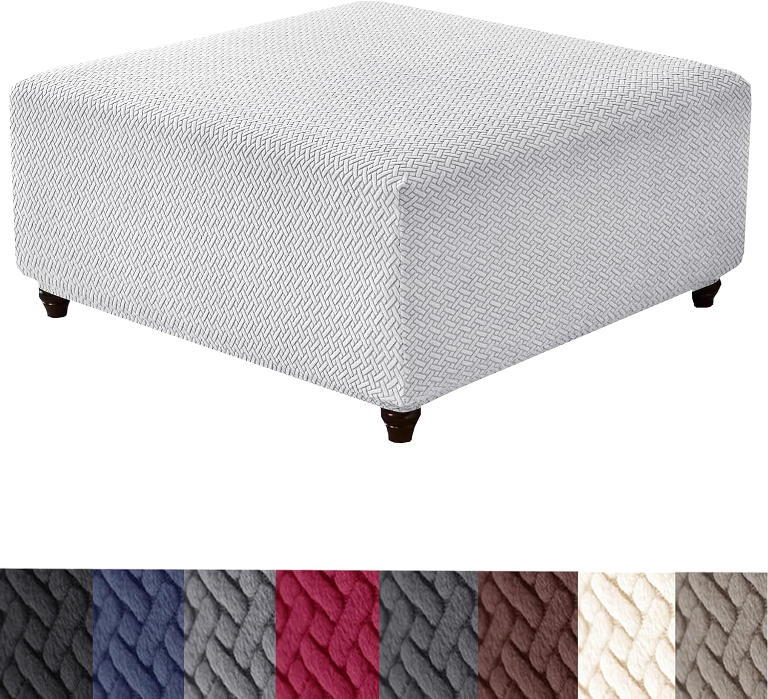Stretch Knitted Jacquard Ottoman Cover