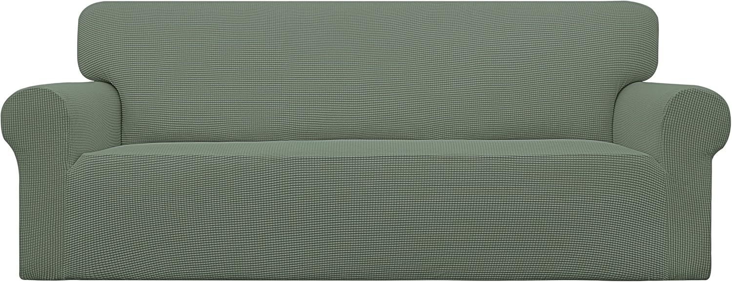 Easy-Going Stretch Chair Sofa Slipcover 1-Piece Couch Sofa Cover Furniture Protector Soft with Elastic Bottom for Kids, Pet. Spandex Jacquard Fabric Small Checks (Chair, Dark Gray)