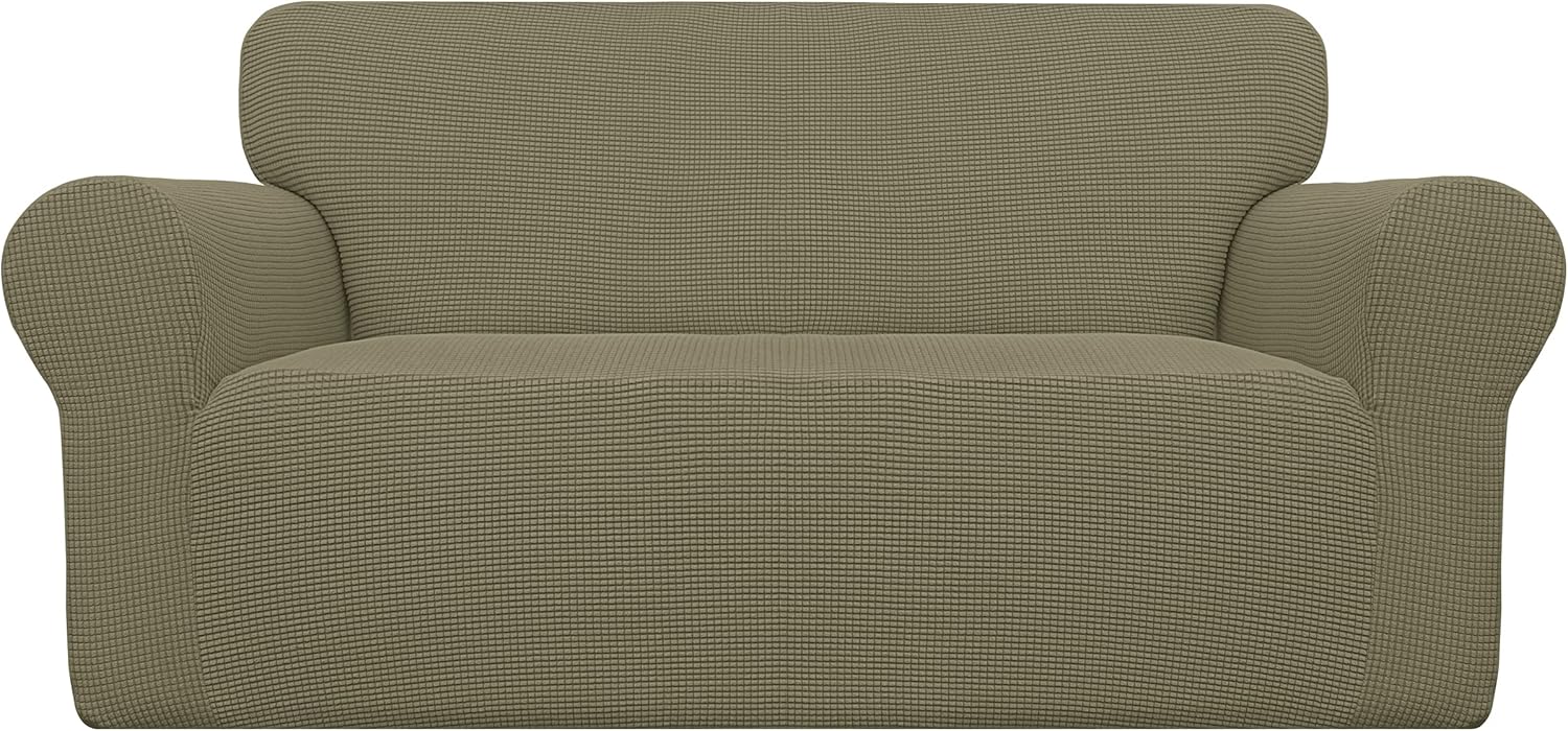 Easy-Going Stretch Chair Sofa Slipcover 1-Piece Couch Sofa Cover Furniture Protector Soft with Elastic Bottom for Kids, Pet. Spandex Jacquard Fabric Small Checks (Chair, Dark Gray)