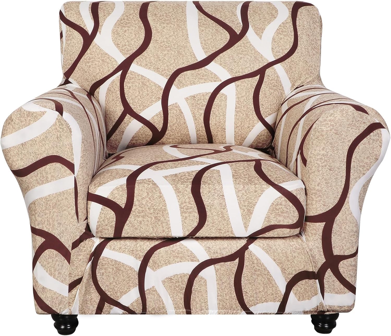 SearchI Stretch Sofa Cover Printed Couch Covers, Floral Pattern 2 Piece Armchair Slipcover with Separate Chair Cushion Cover, Washable Furniture Protector for Living Room(Armchair, Ball Flower)