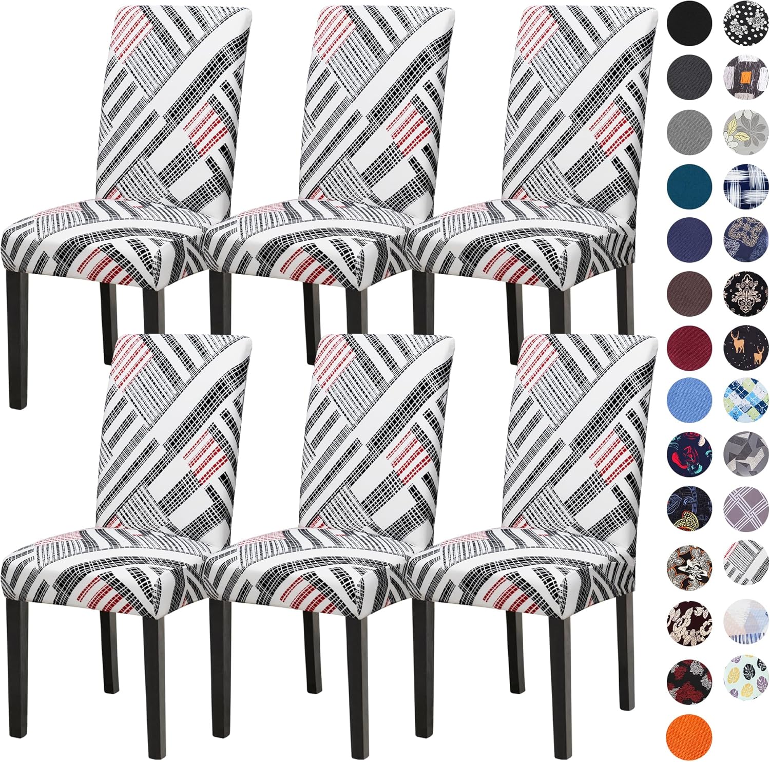 Sufdari Dining Chair Covers,Kitchen Cover,Parsons Slipcover,Spandex Protectors for Room Stretch Chairs Cover Set of 4 -Gray