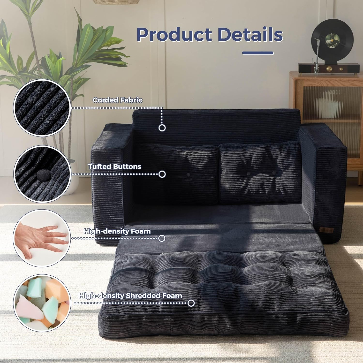 Convertible Sofa Bed, Pull Out Loveseat