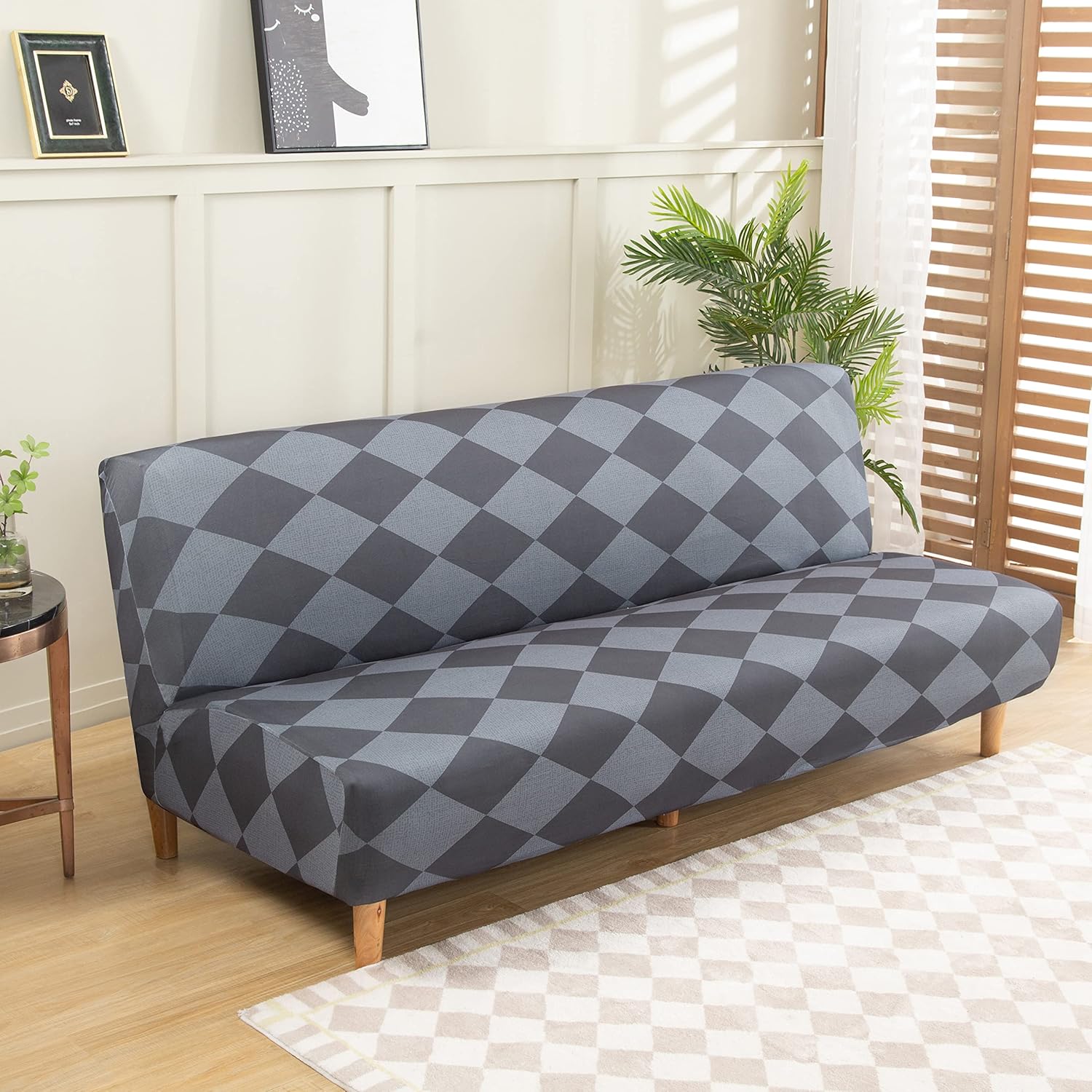 Armless Futon Slipcovers Stretch Folding Sofa