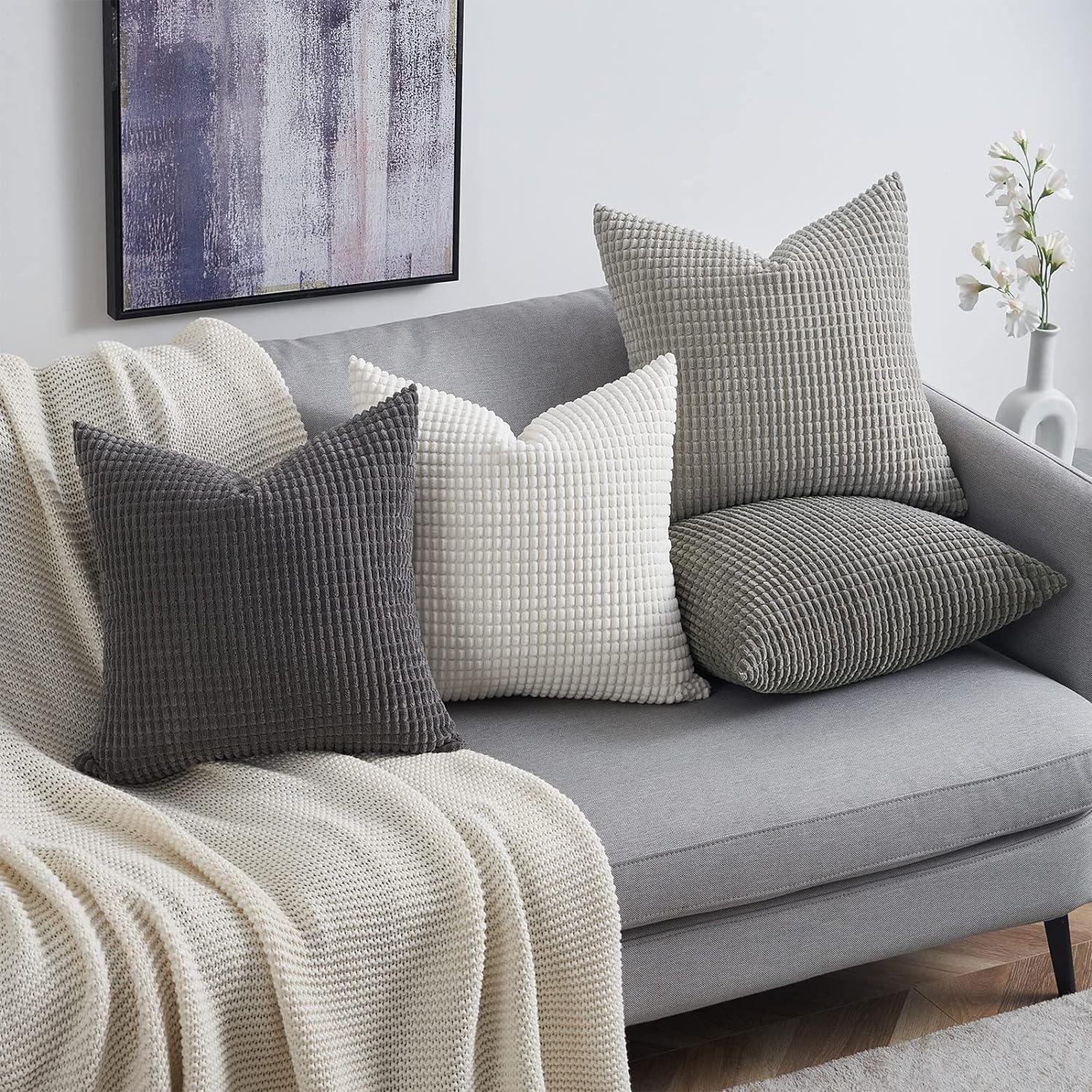 Grey Couch Pillow Covers for Living Room