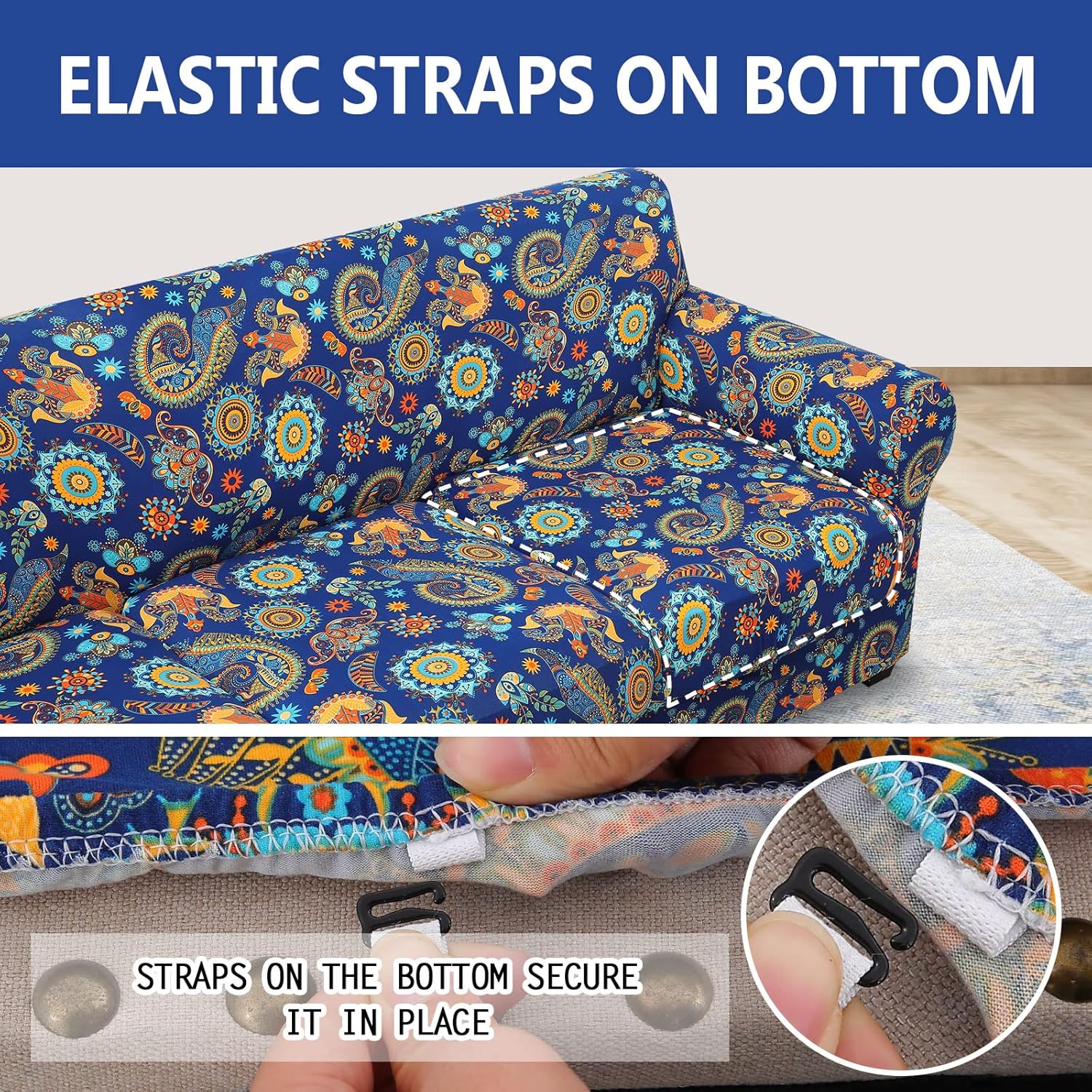 hyha Couch Covers, Chair/Sofa Covers, Floral Pattern, Stretch, Printed, 2 Pieces, Armchair Slipcover, Separate Couch Cushion Slipcover, Furniture Protector for Dogs(Armchair, Paisley Floral)