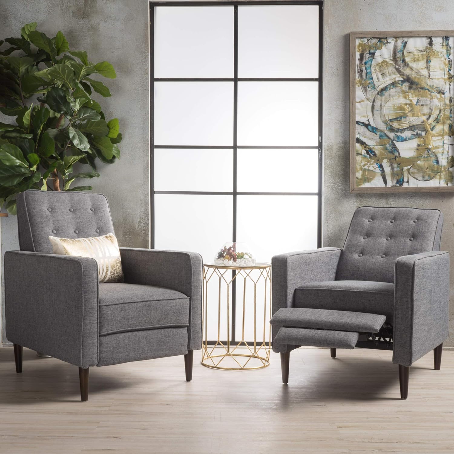 Modern Fabric Recliners, 2-Pcs Set