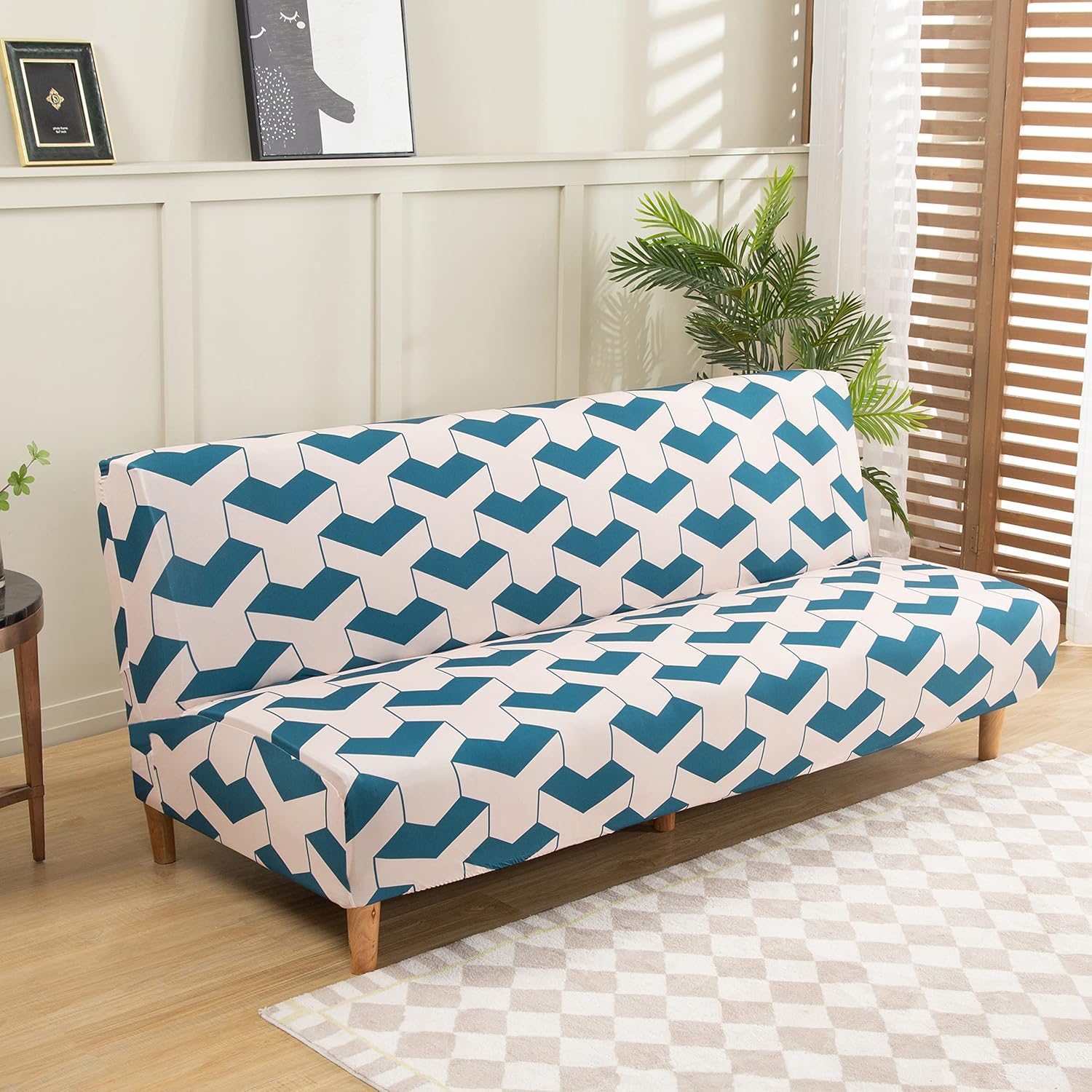 Armless Futon Slipcovers Stretch Folding Sofa