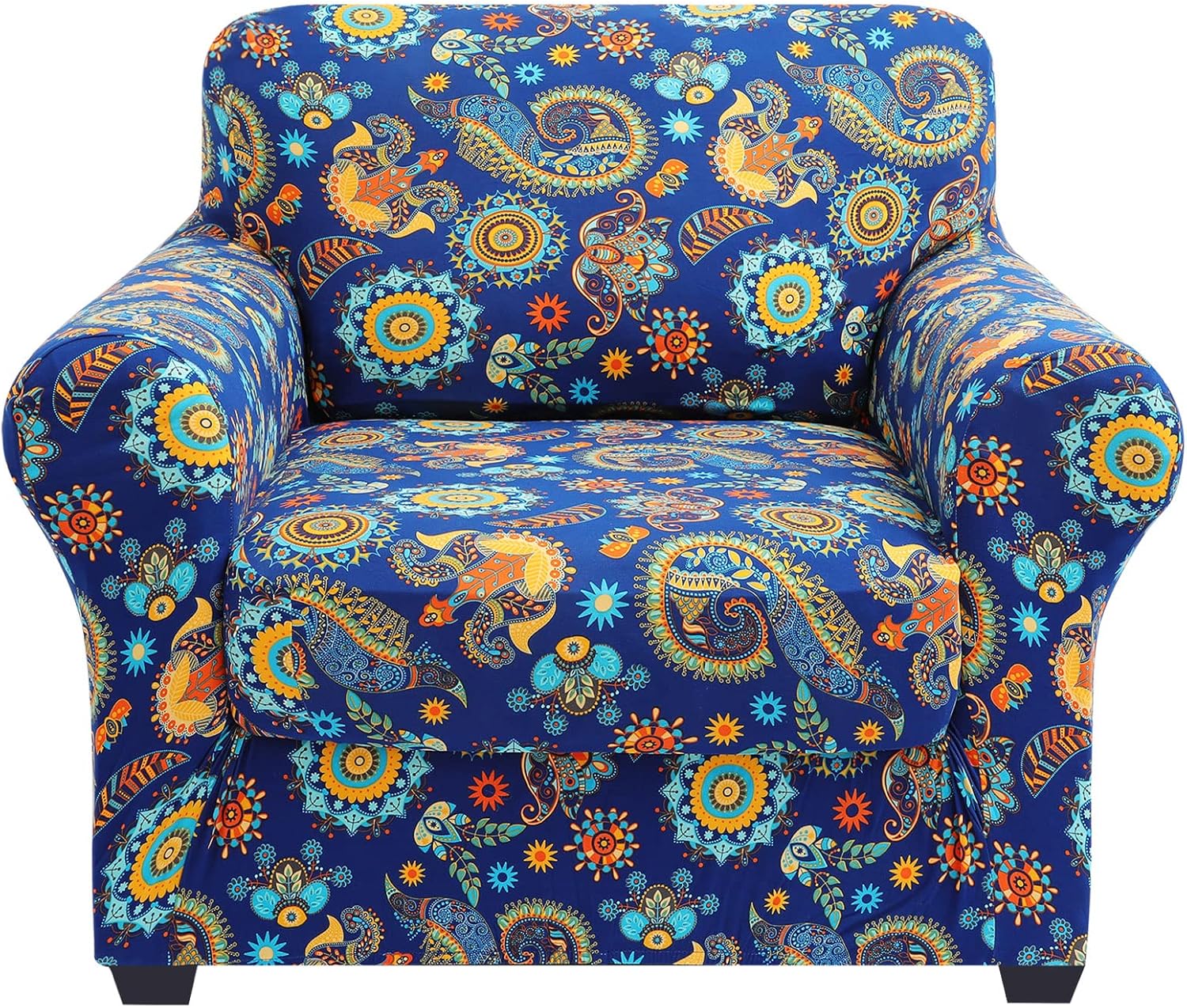 hyha Couch Covers, Chair/Sofa Covers, Floral Pattern, Stretch, Printed, 2 Pieces, Armchair Slipcover, Separate Couch Cushion Slipcover, Furniture Protector for Dogs(Armchair, Paisley Floral)
