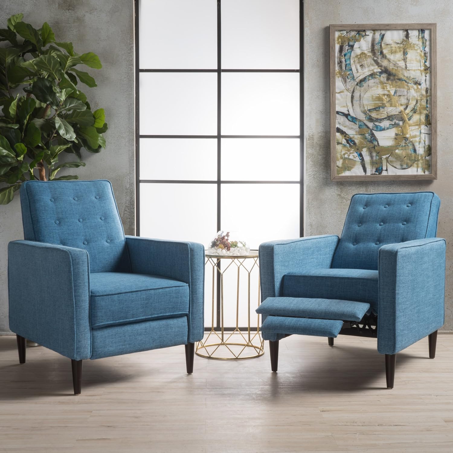 Modern Fabric Recliners, 2-Pcs Set