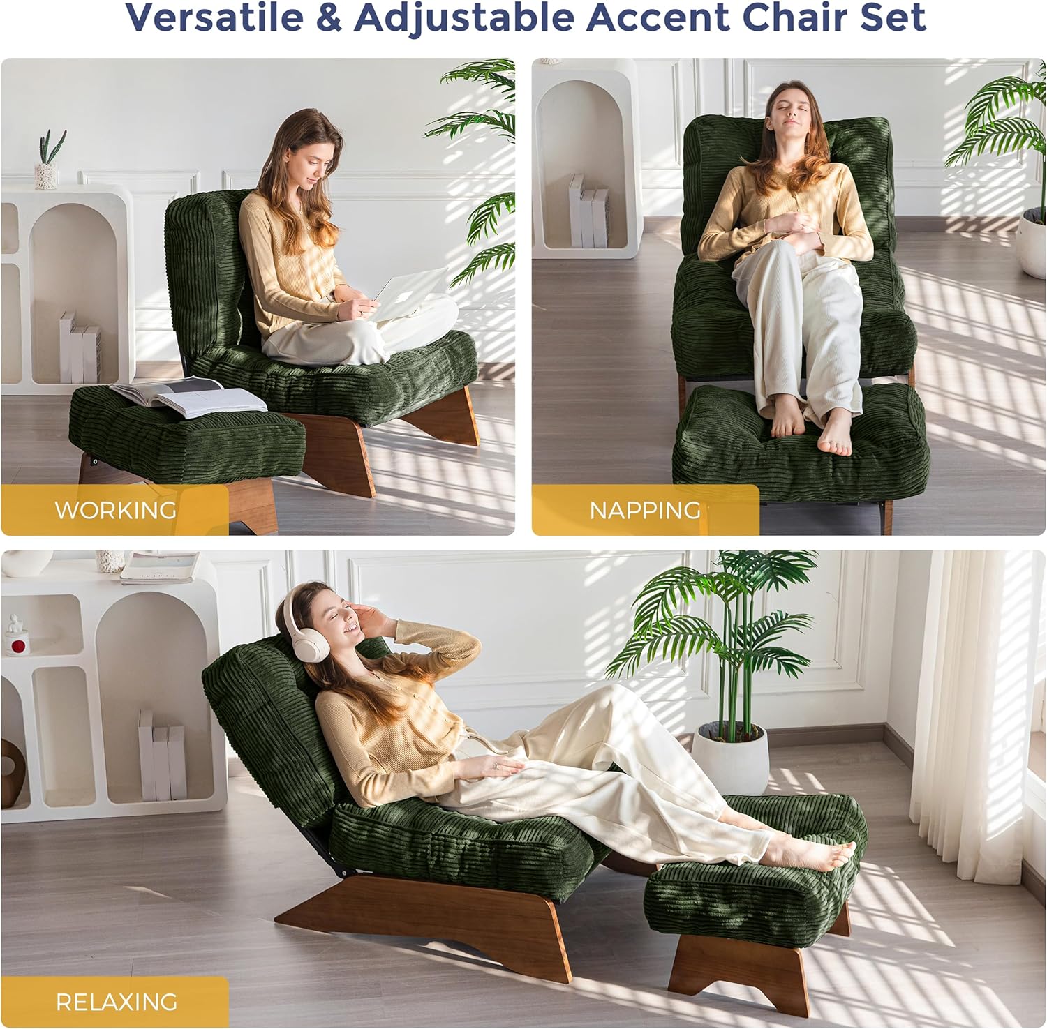 Adjustable Accent Chair with Ottoman