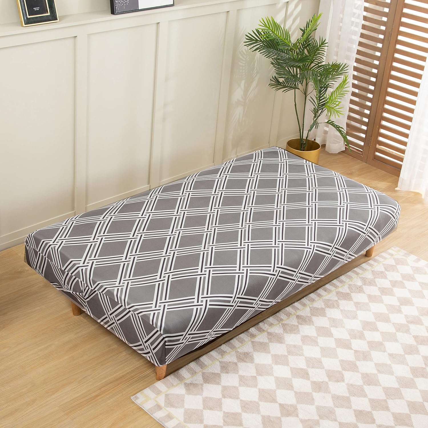 Armless Futon Slipcovers Stretch Folding Sofa