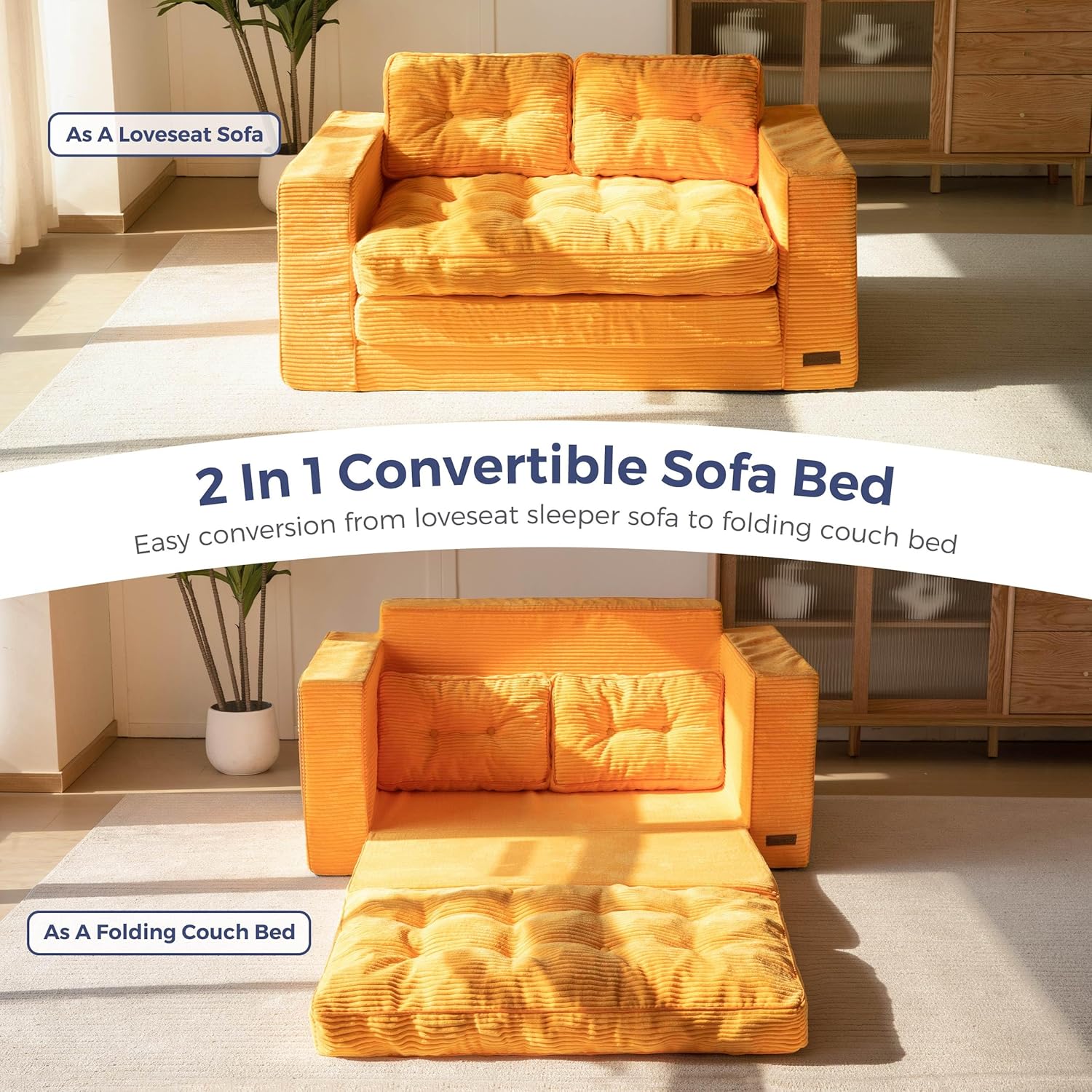 Convertible Sofa Bed, Pull Out Loveseat