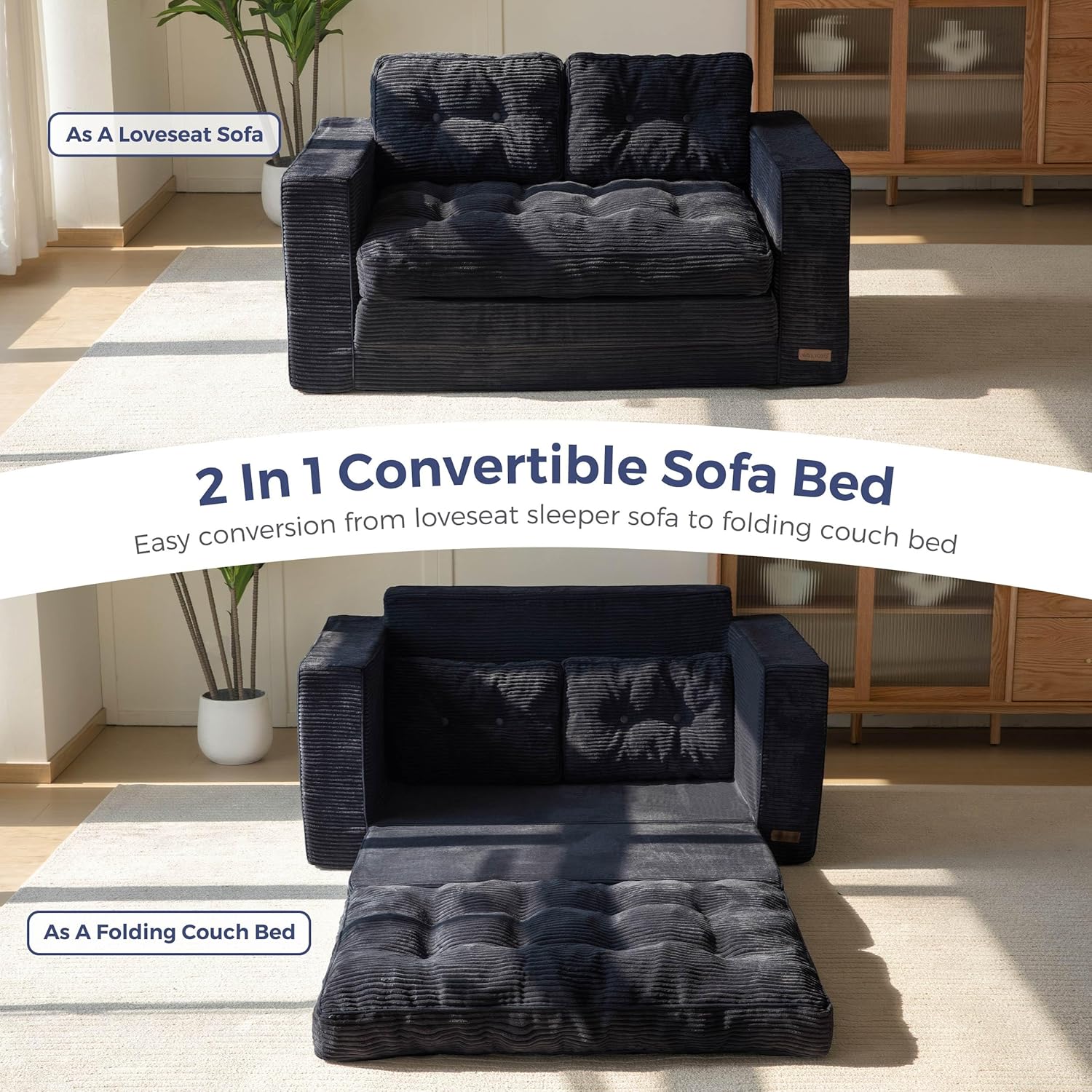 Convertible Sofa Bed, Pull Out Loveseat