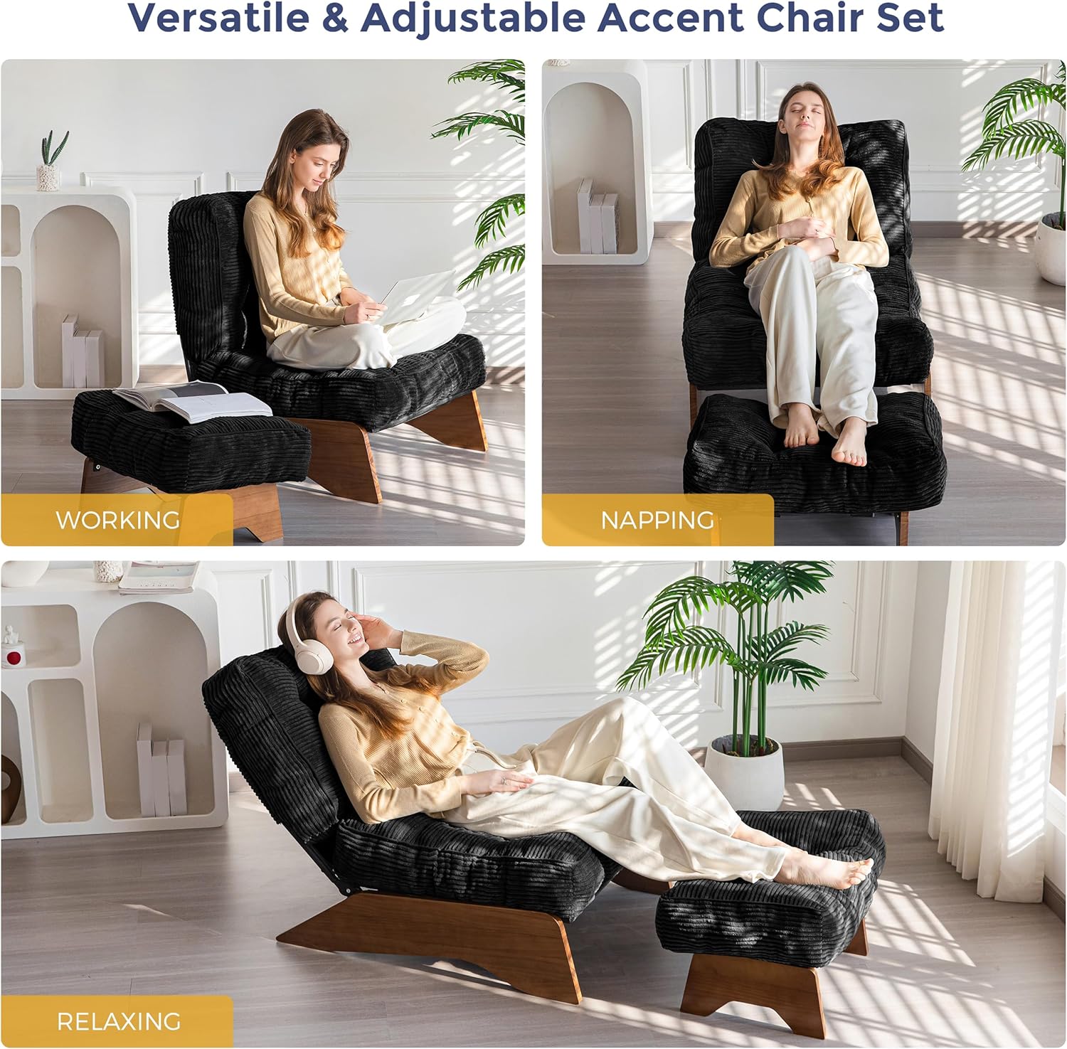 Adjustable Accent Chair with Ottoman