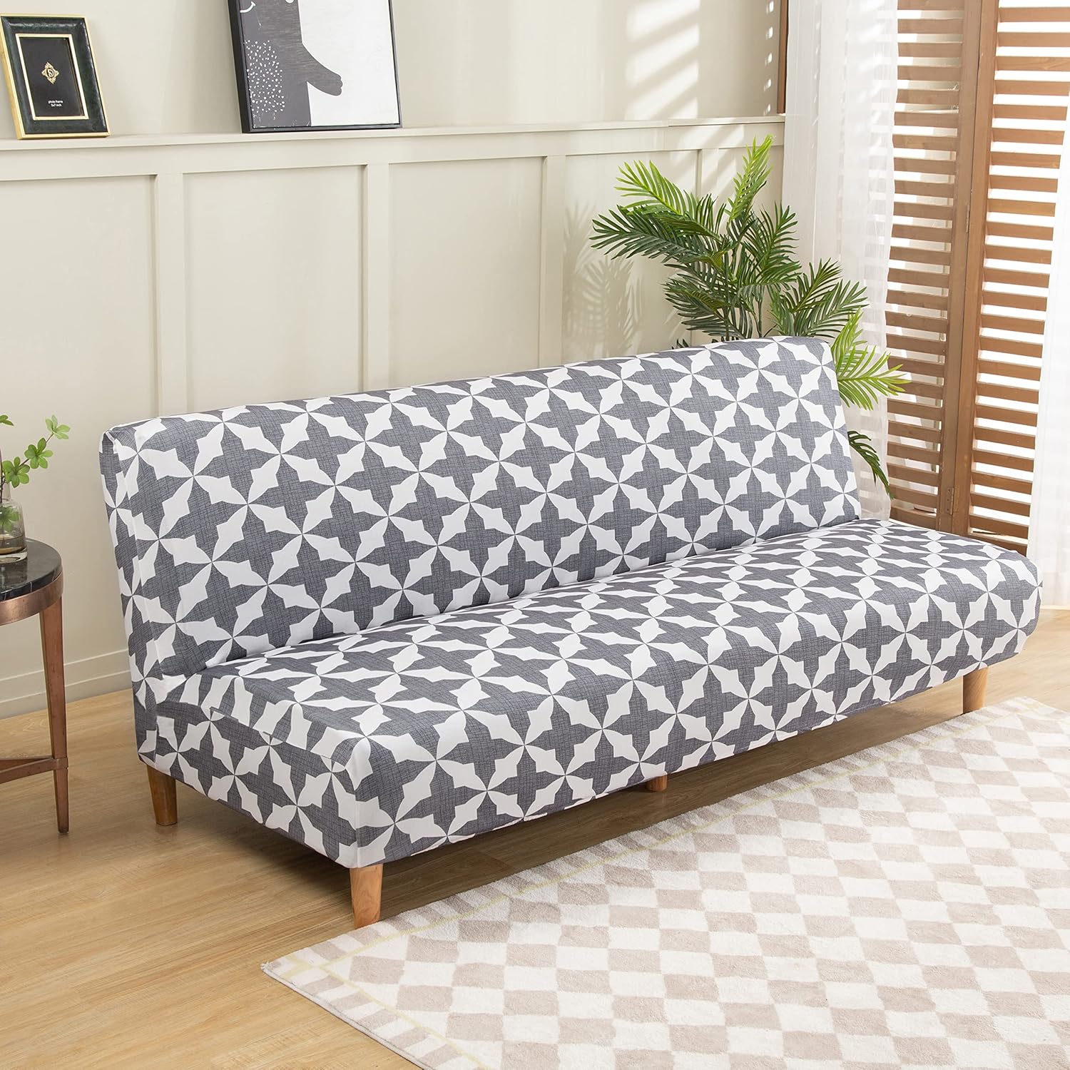 Armless Futon Slipcovers Stretch Folding Sofa