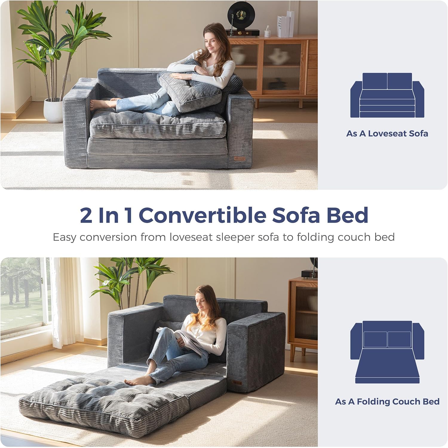 Convertible Sofa Bed, Pull Out Loveseat